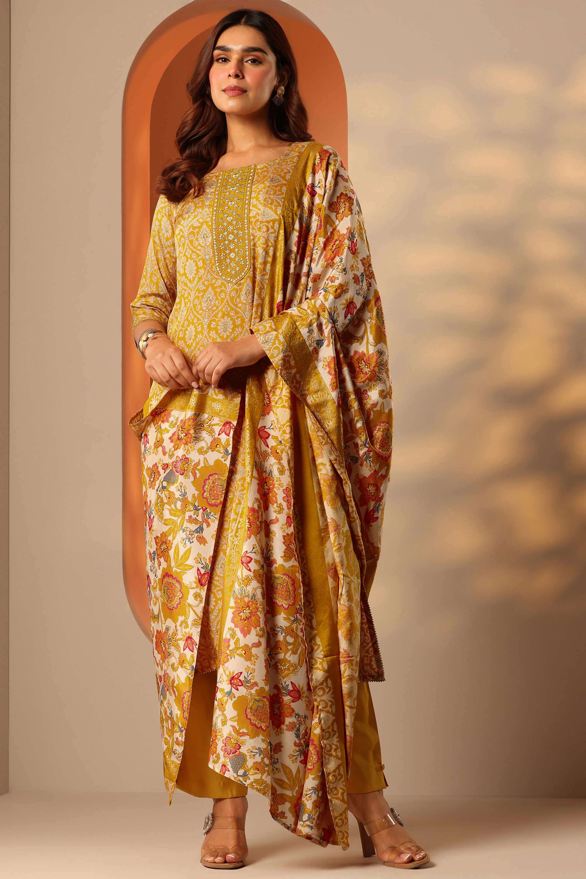 Traditional-Blended-Fabric-Straight-Fit-Women-s-Kurta-Set