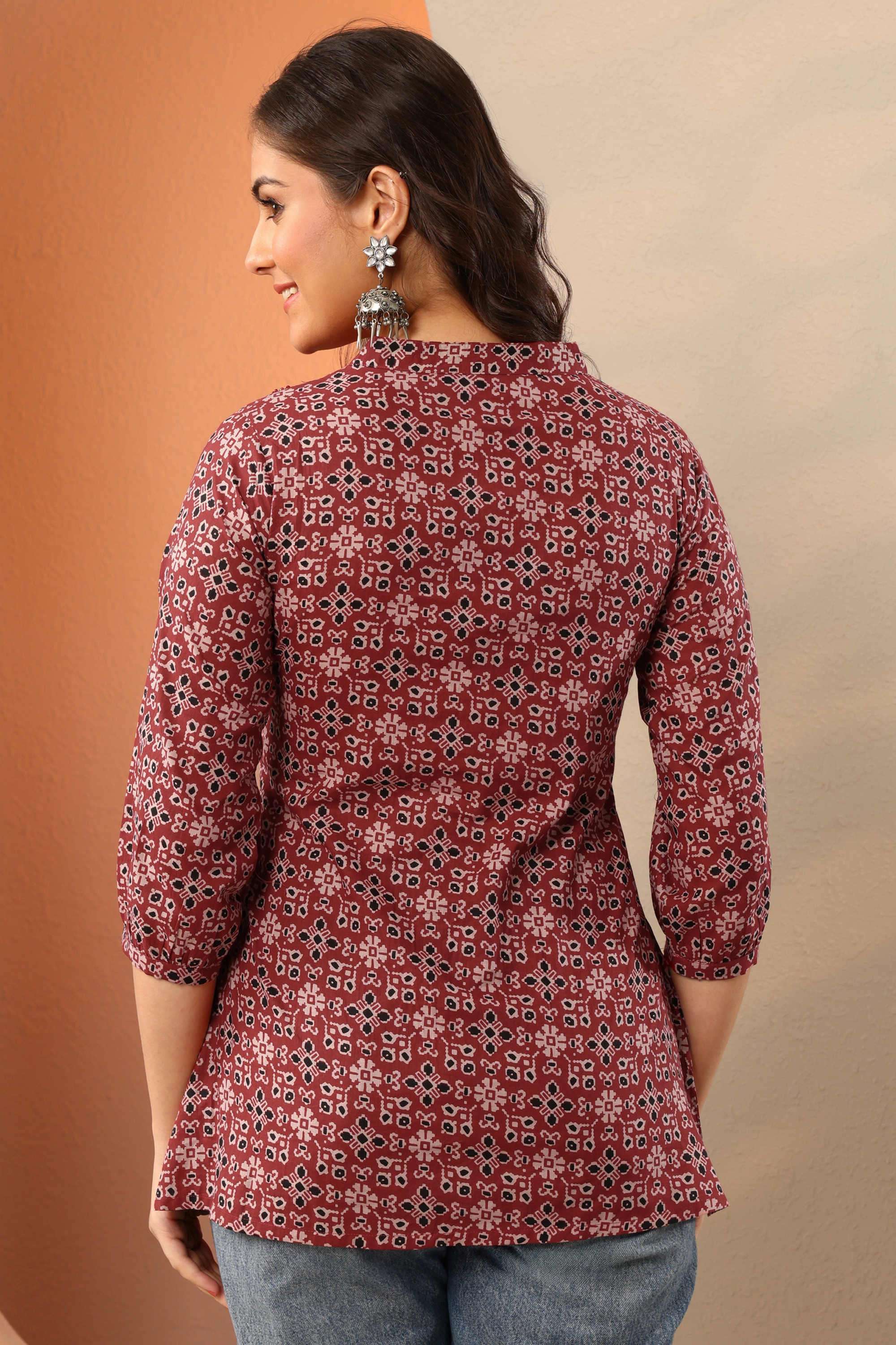 Printed-Cotton-Round-Neck-Women-s-Festive-Wear-Kurti
