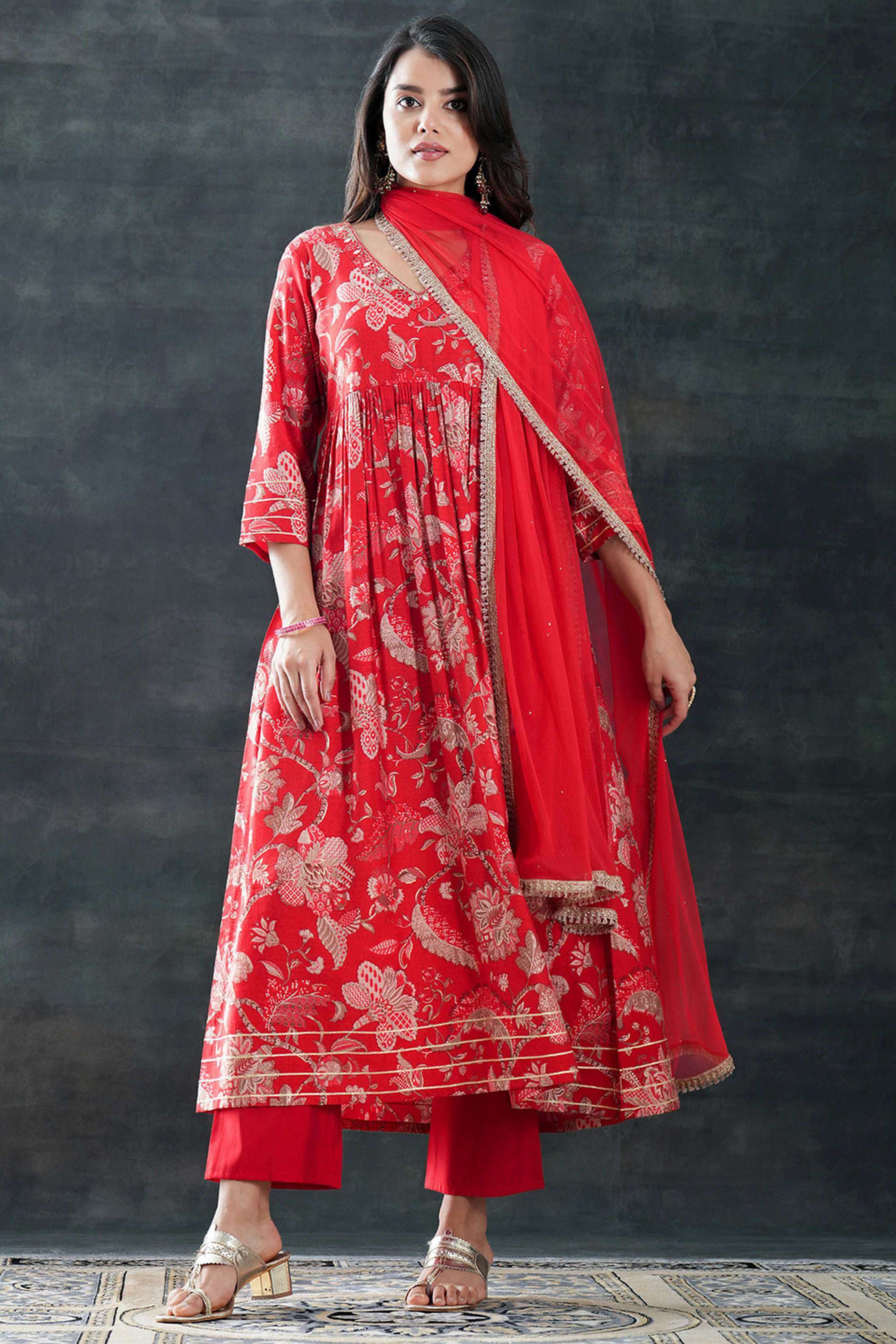 Floral-Blended-Fabric-Relaxed-Fit-Women-s-Kurta-Set