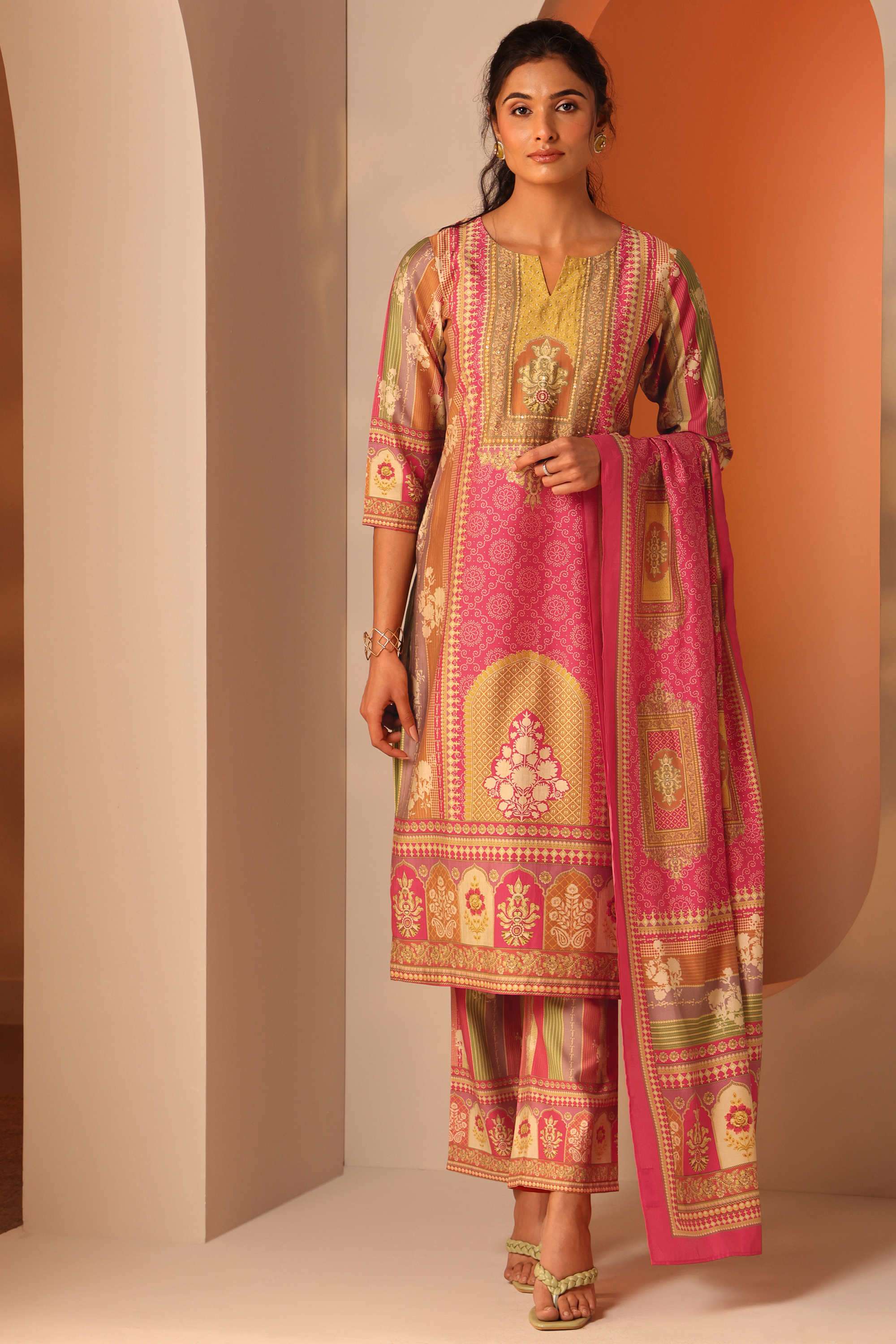 Traditional-Blended-Fabric-Straight-Fit-Women-s-Kurta-Set