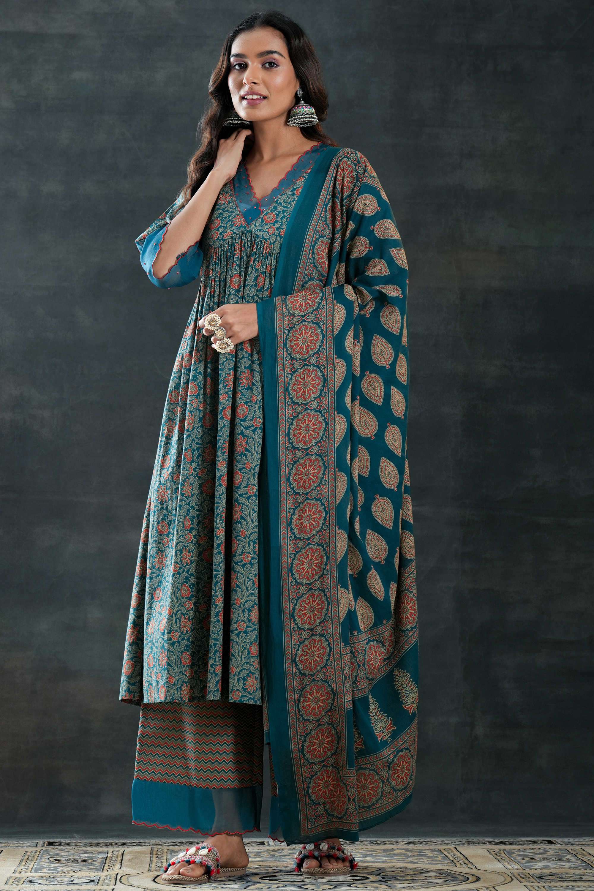 Floral-Cotton-Relaxed-Fit-Women-s-Kurta-Set