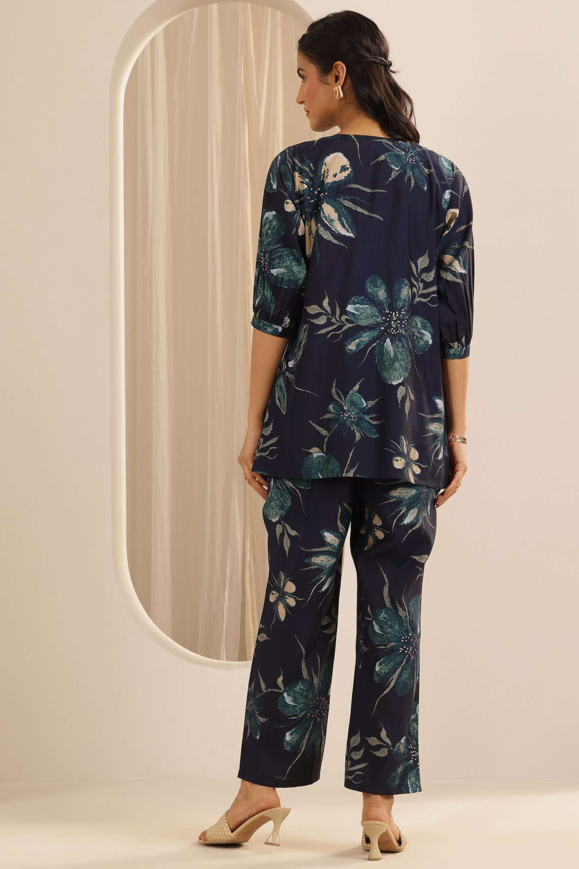 3/4-Sleeves-Regular-Fit-Silk-Women-s-Co-Ord-Set