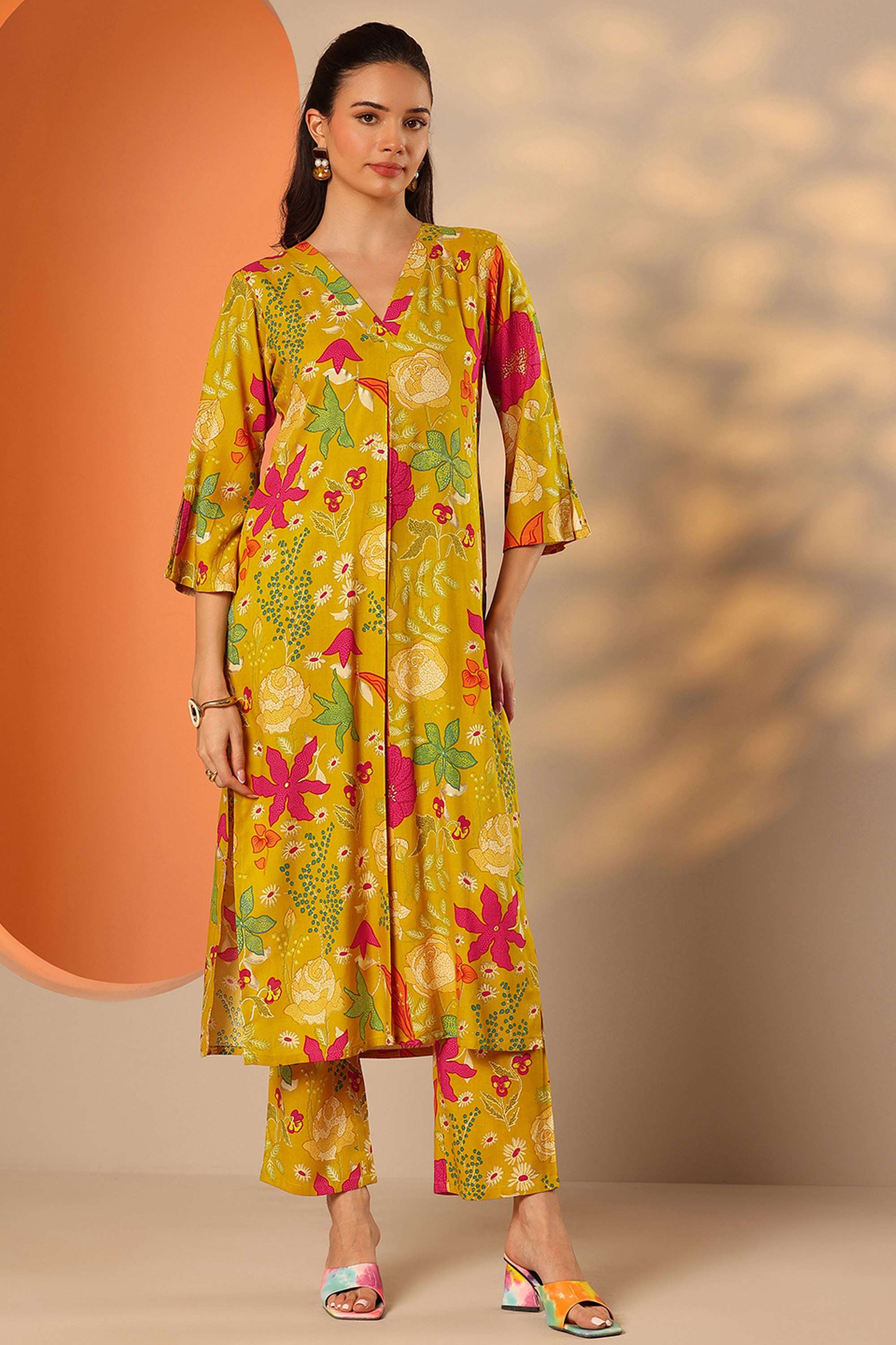 3/4-Sleeves-Regular-Fit-Rayon-Women-s-Co-Ord-Set