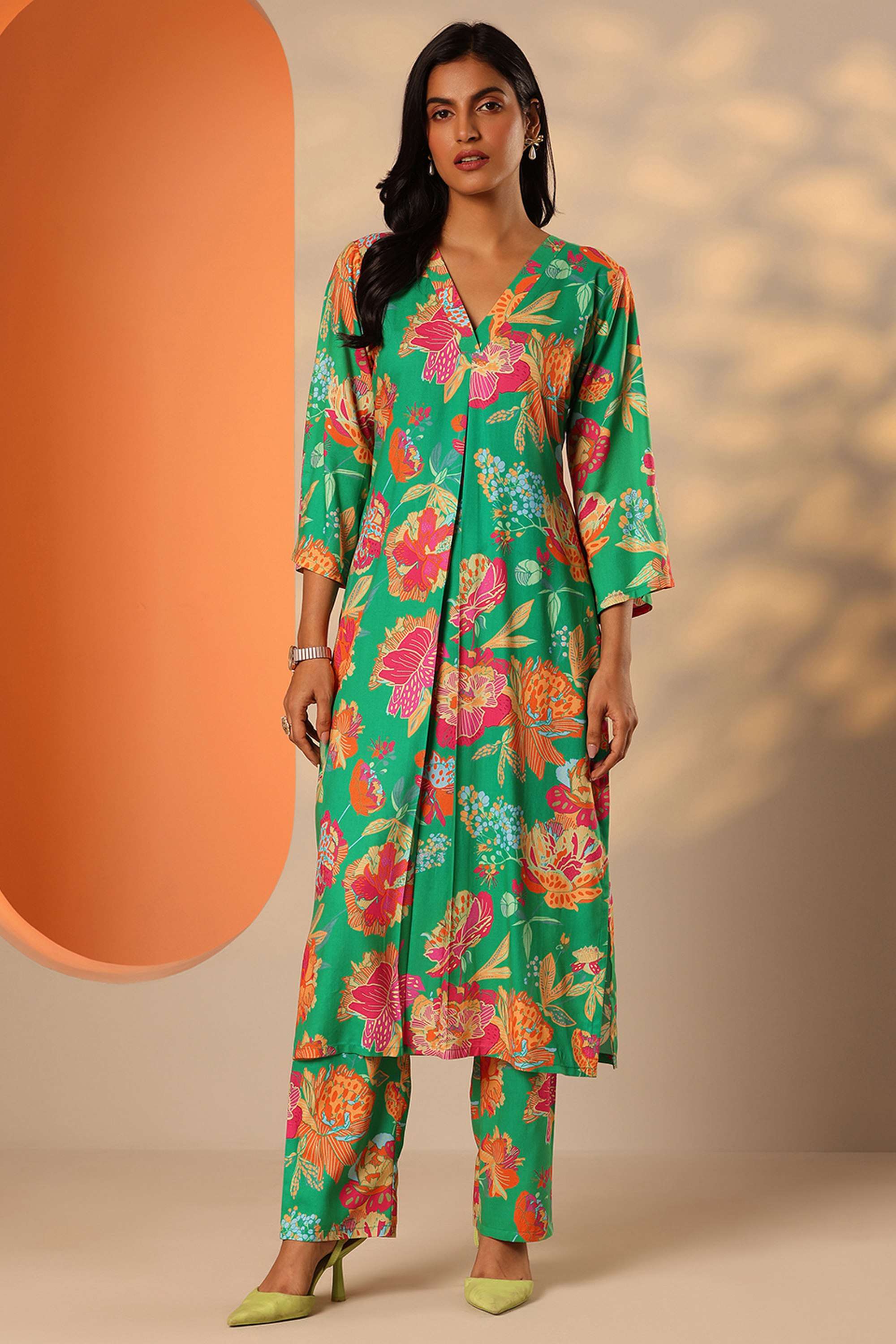 3/4-Sleeves-Regular-Fit-Rayon-Women-s-Co-Ord-Set