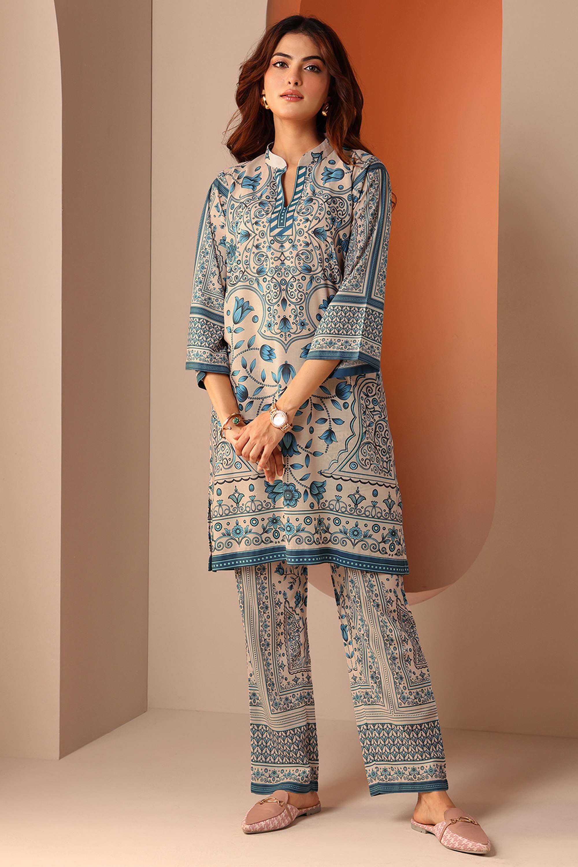 3/4-Sleeves-Regular-Fit-Cotton-Women-s-Co-Ord-Set