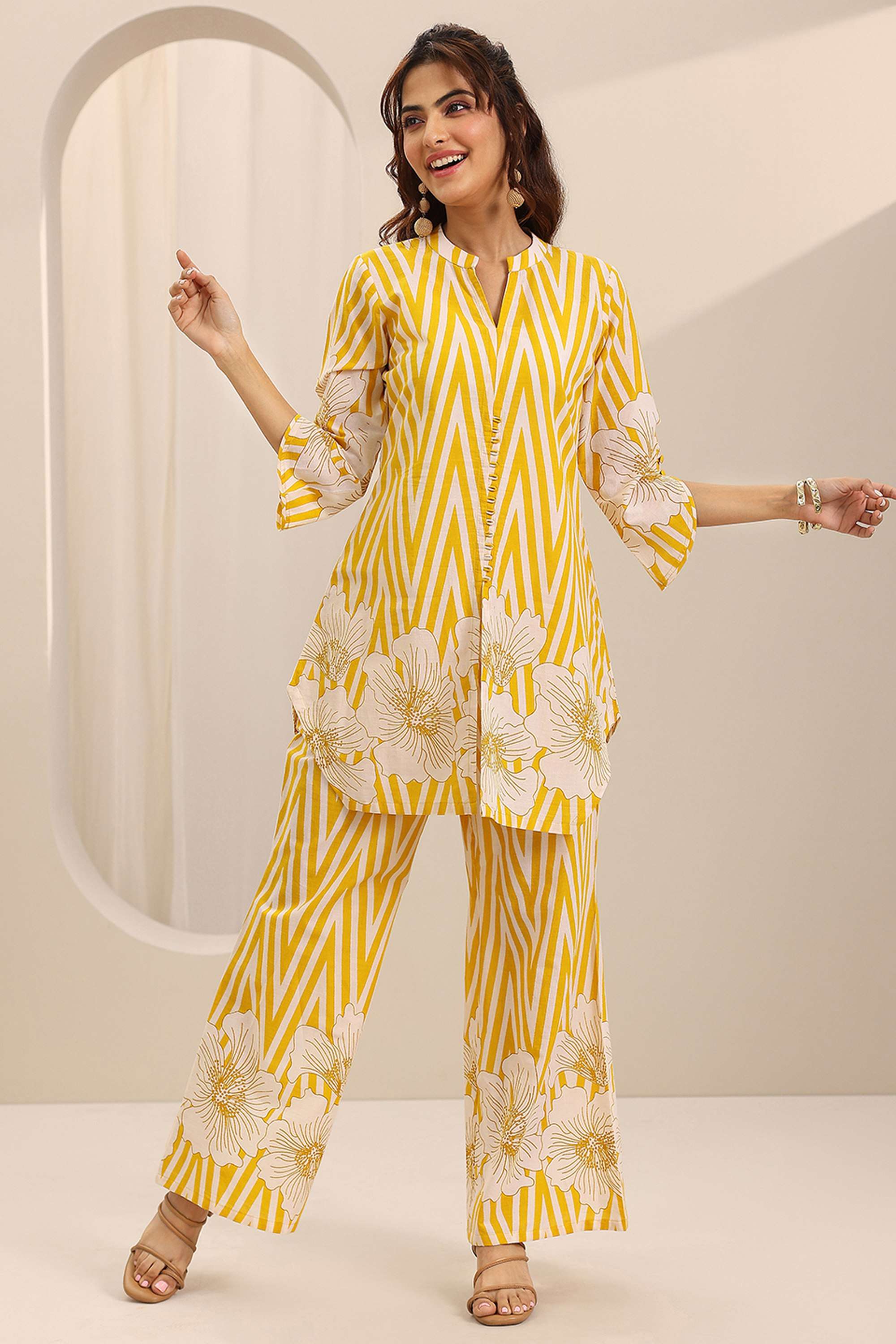 Printed-Cotton-Round-Neck-Women-s-Casual-Wear-Co-Ord-Set