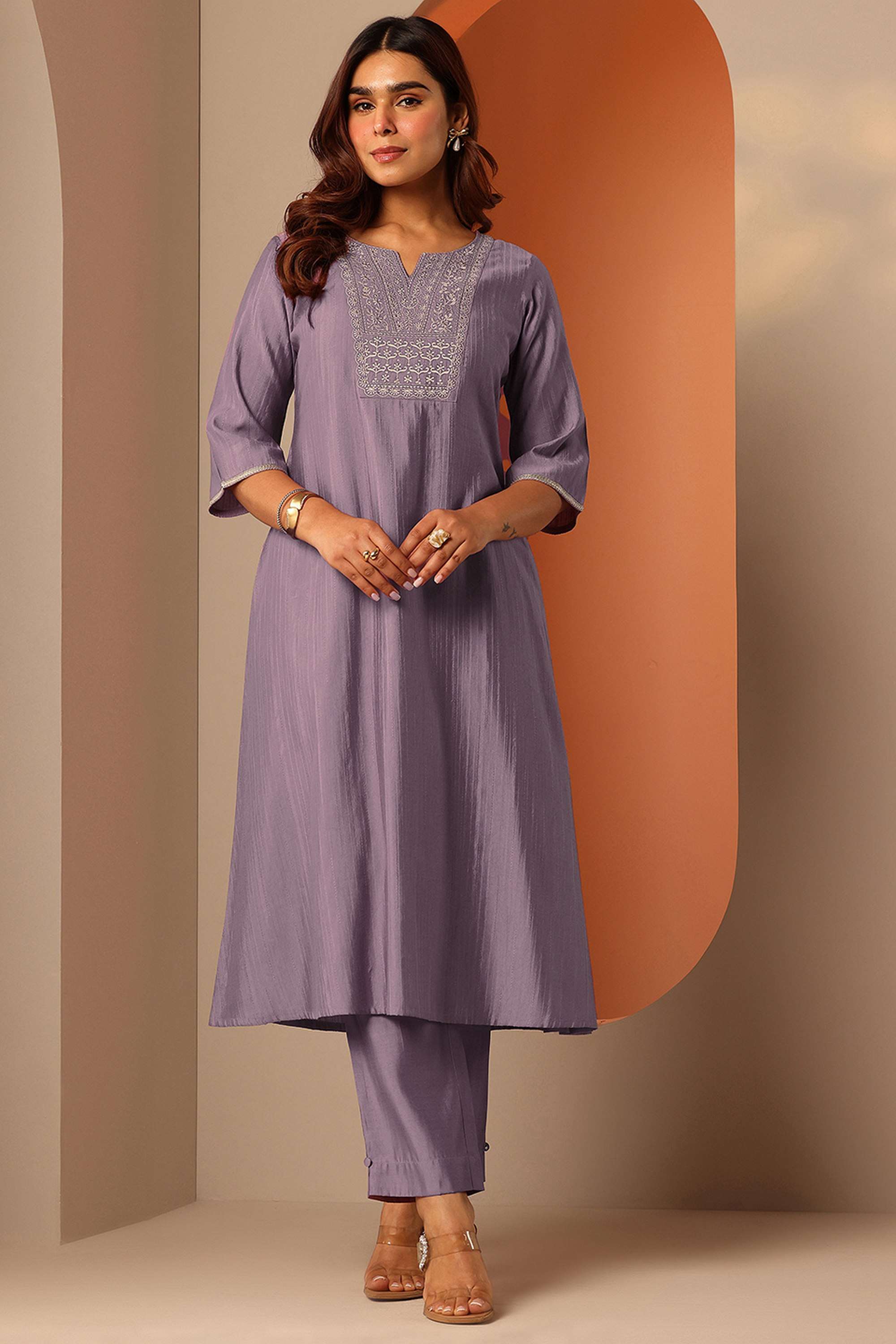 Floral-Blended-Fabric-Women-s-Festive-Wear-Kurta-Set
