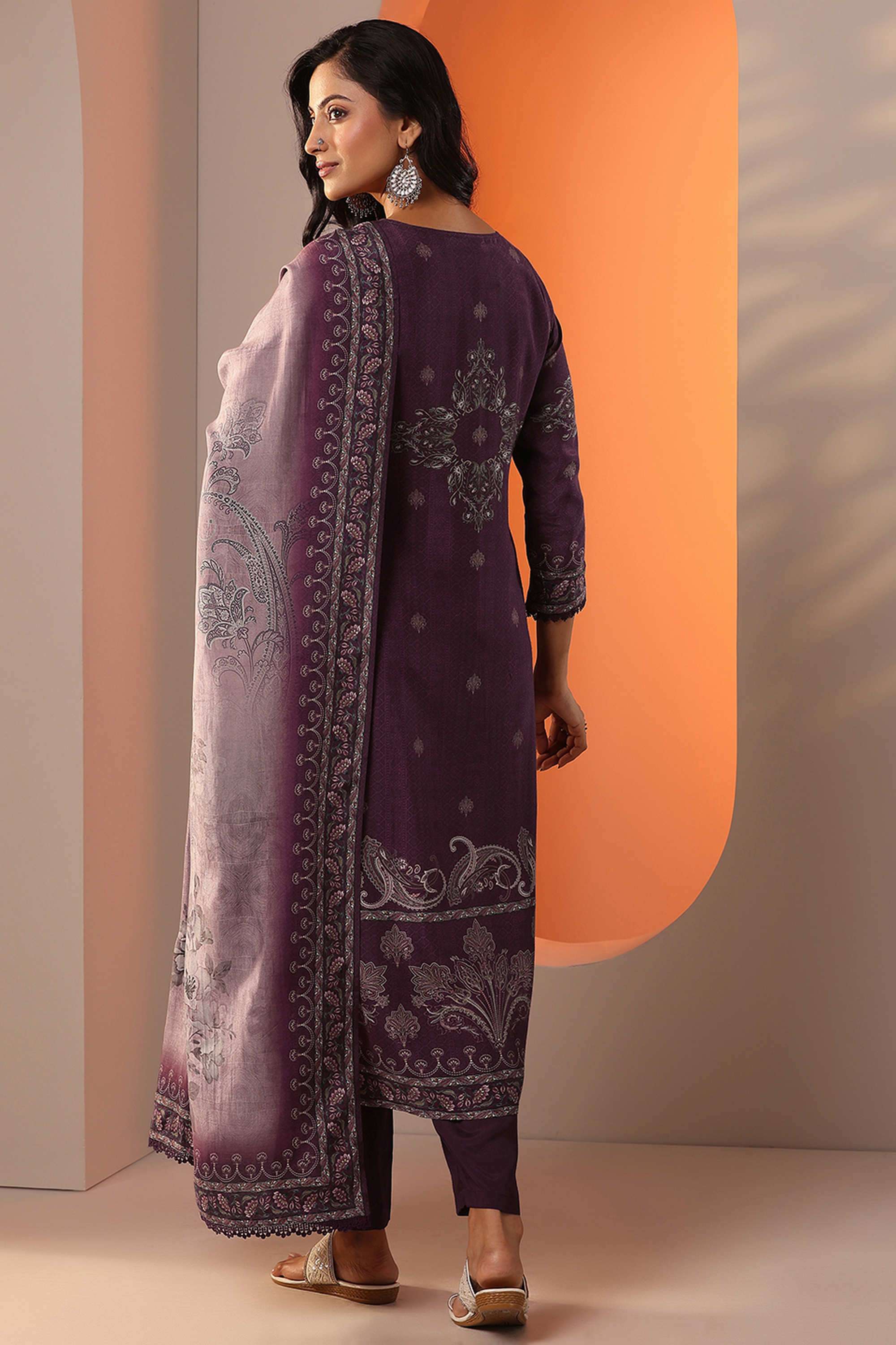 Floral-Calf-Length-Muslin-Woven-Women-s-Kurta-Set