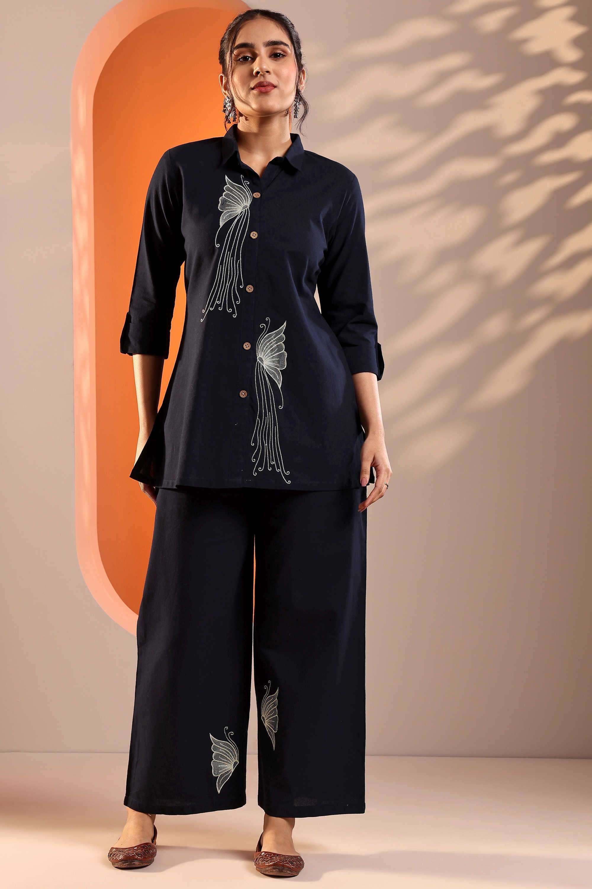 Floral-cotton-blend-Straight-Fit-Women-s-Co-Ord-Set