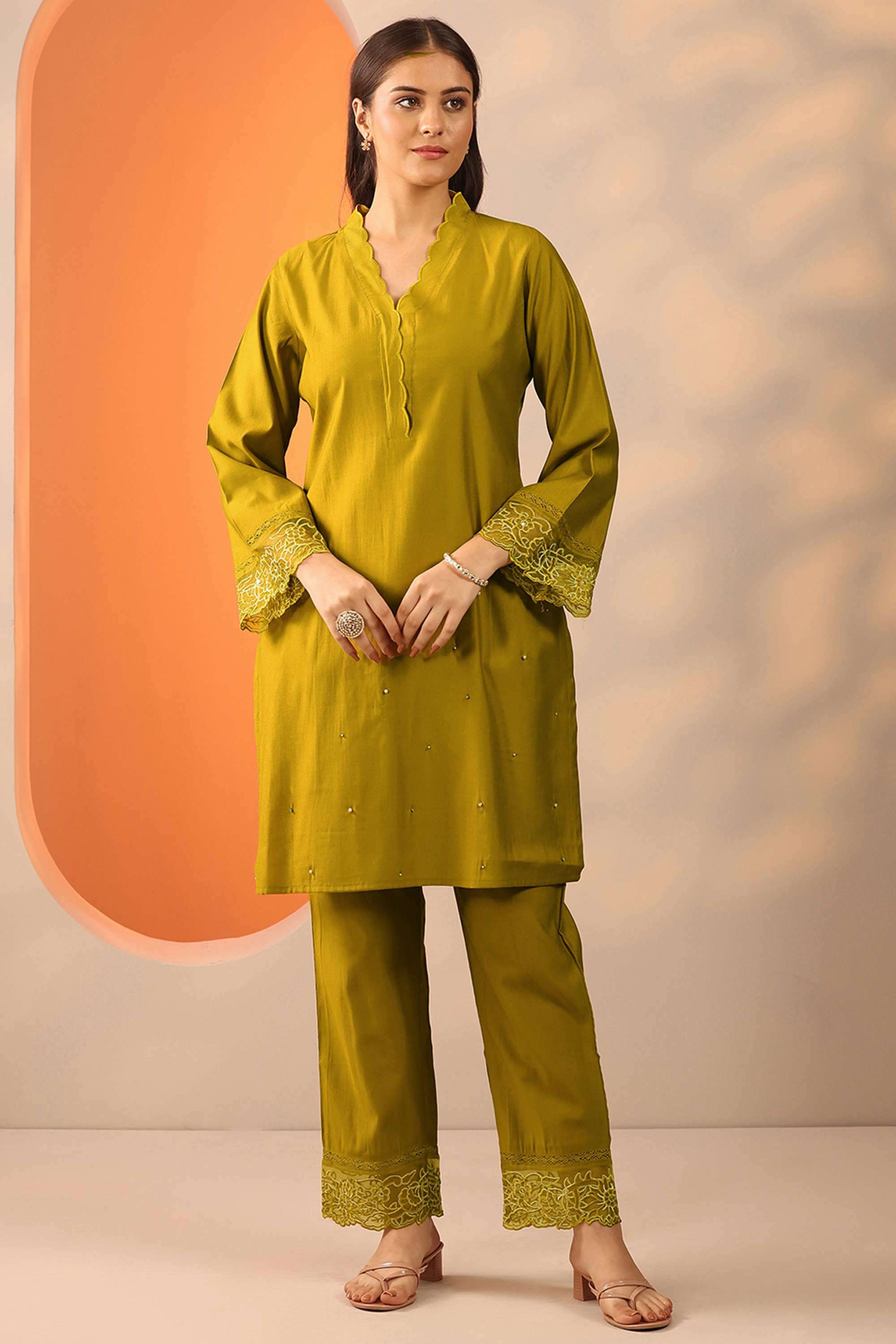 Solid-Blended-Fabric-Straight-Fit-Women-s-Co-Ord-Set