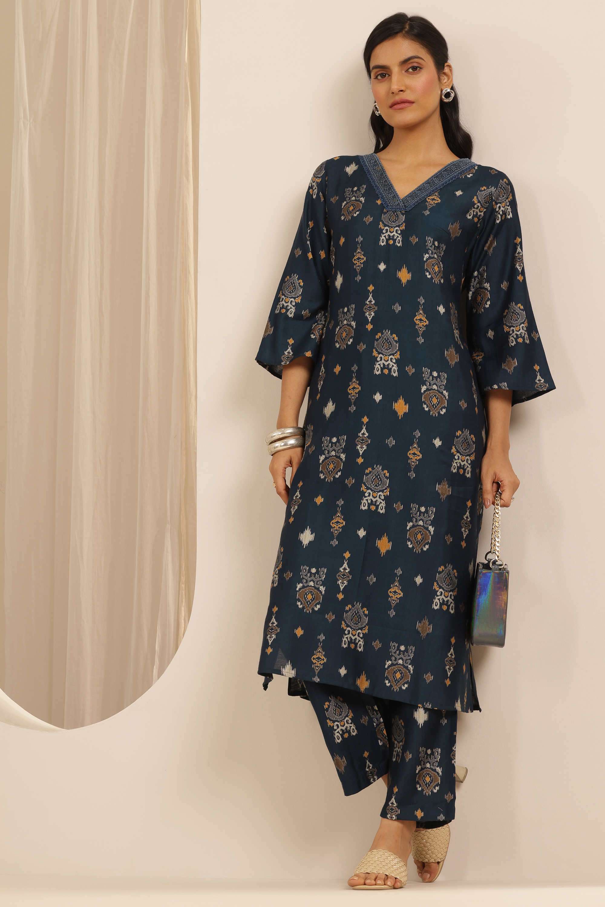 Traditional-Blended-Fabric-Straight-Fit-Women-s-Co-Ord-Set