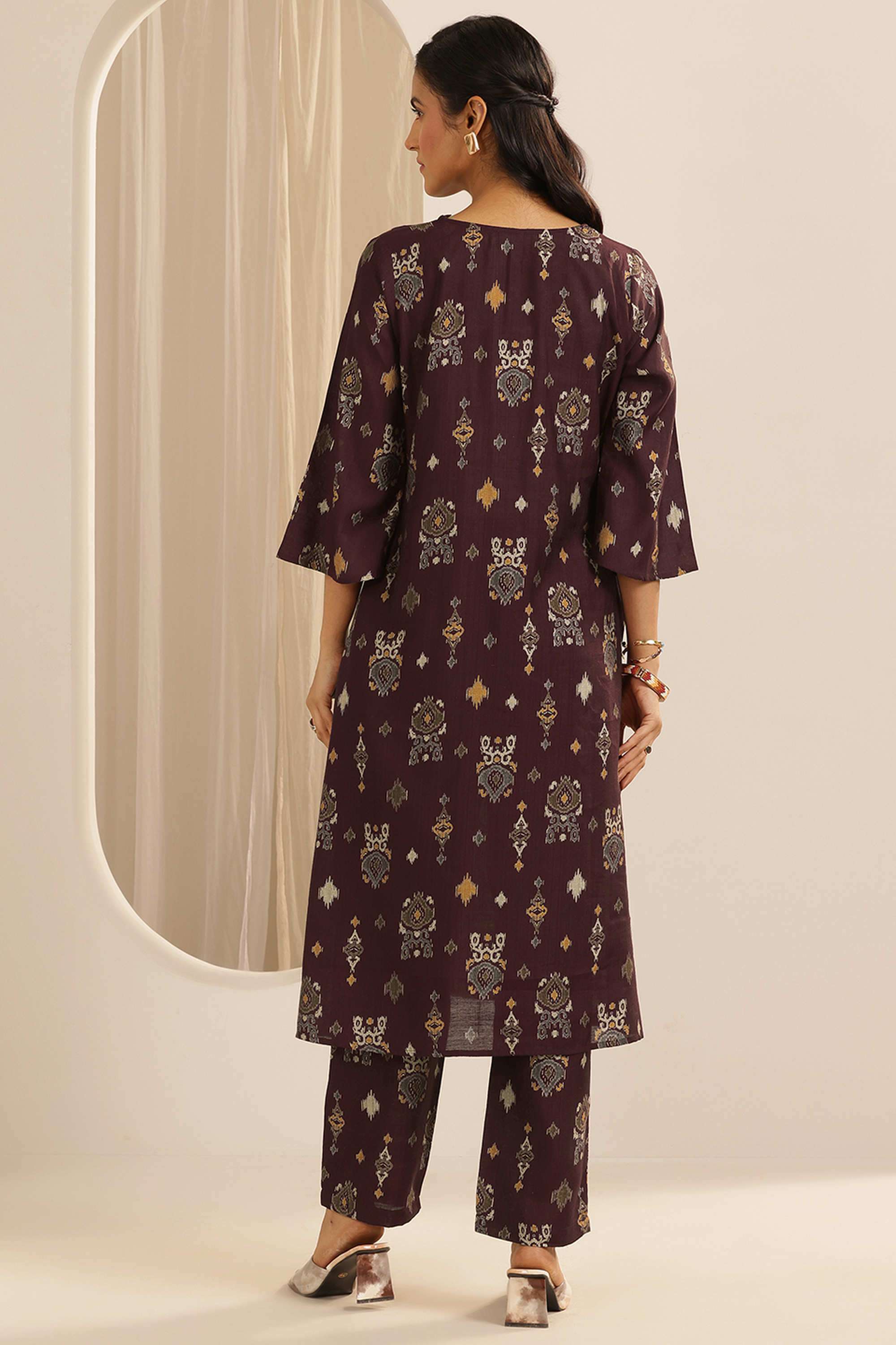 Printed-Ankle-Length-Silk-Blend-Woven-Women-s-Co-Ord-Set