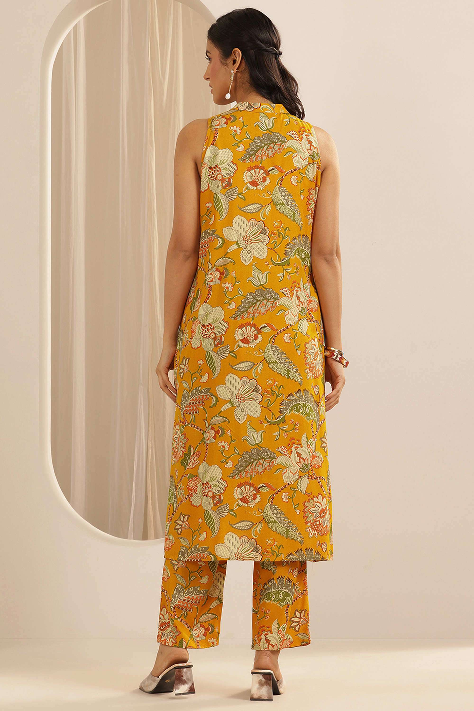 Floral-Ankle-Length-Rayon-Woven-Women-s-Co-Ord-Set