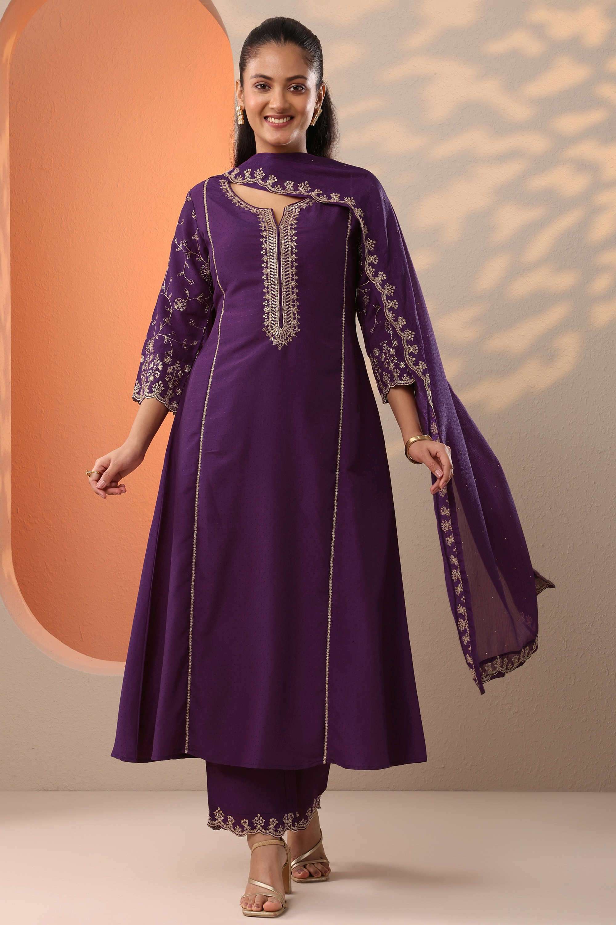 Floral-Blended-Fabric-Relaxed-Fit-Women-s-Kurta-Set