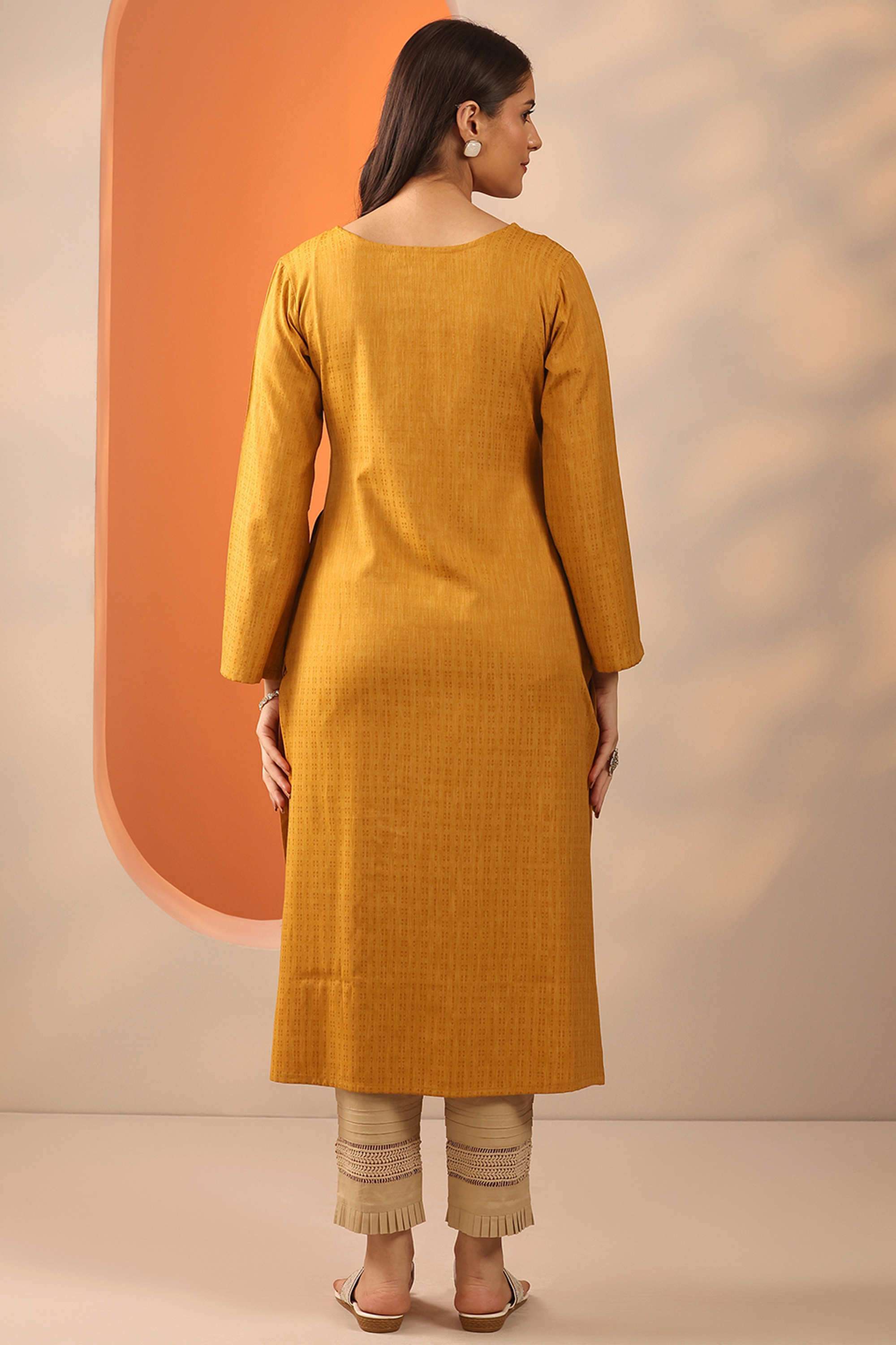 Stripes-Rayon-V-Neck-Women-s-Casual-Wear-Kurta