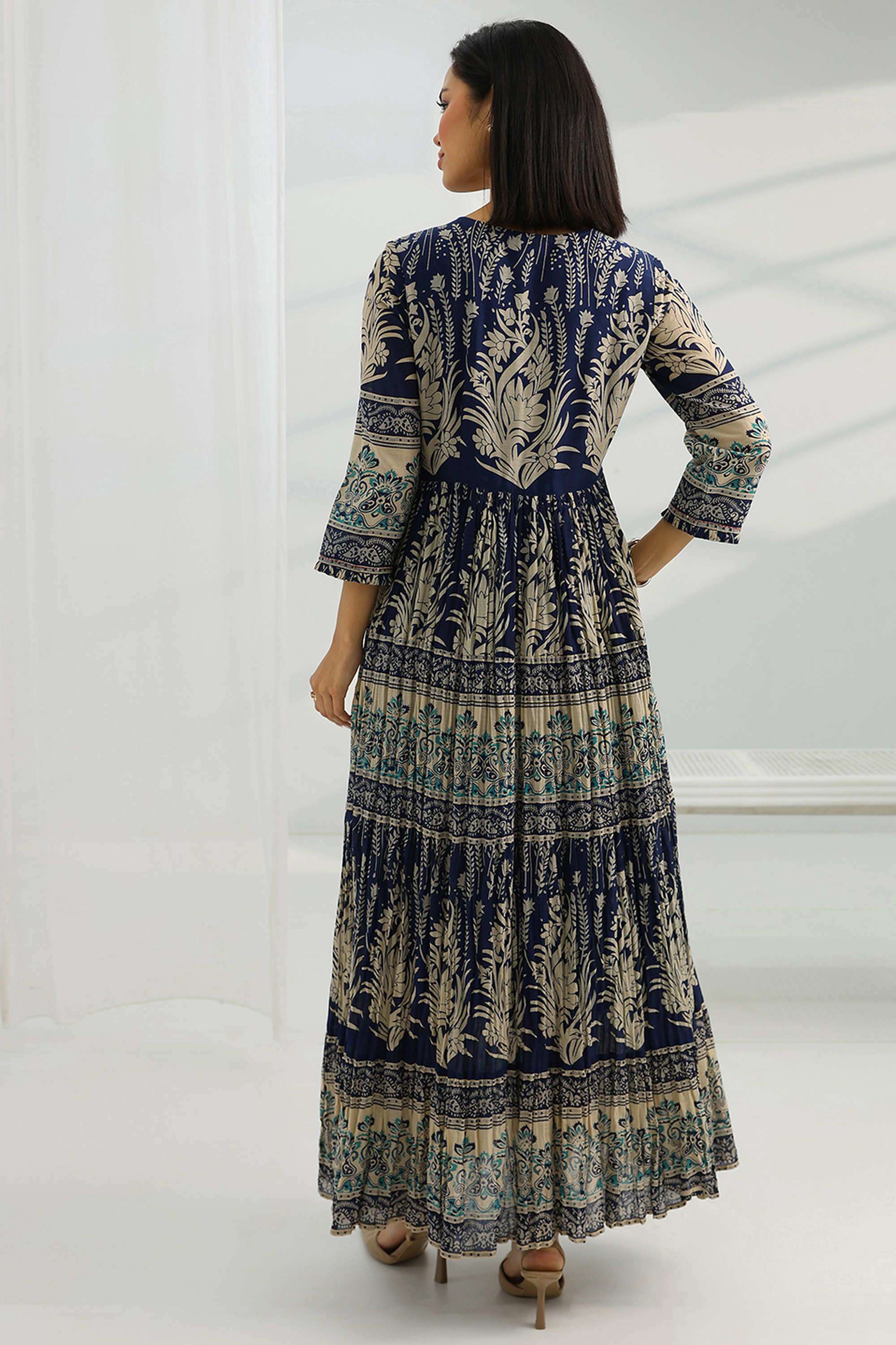 Printed-Round-Neck-Cotton-Women-s-Ankle-Length-Dress