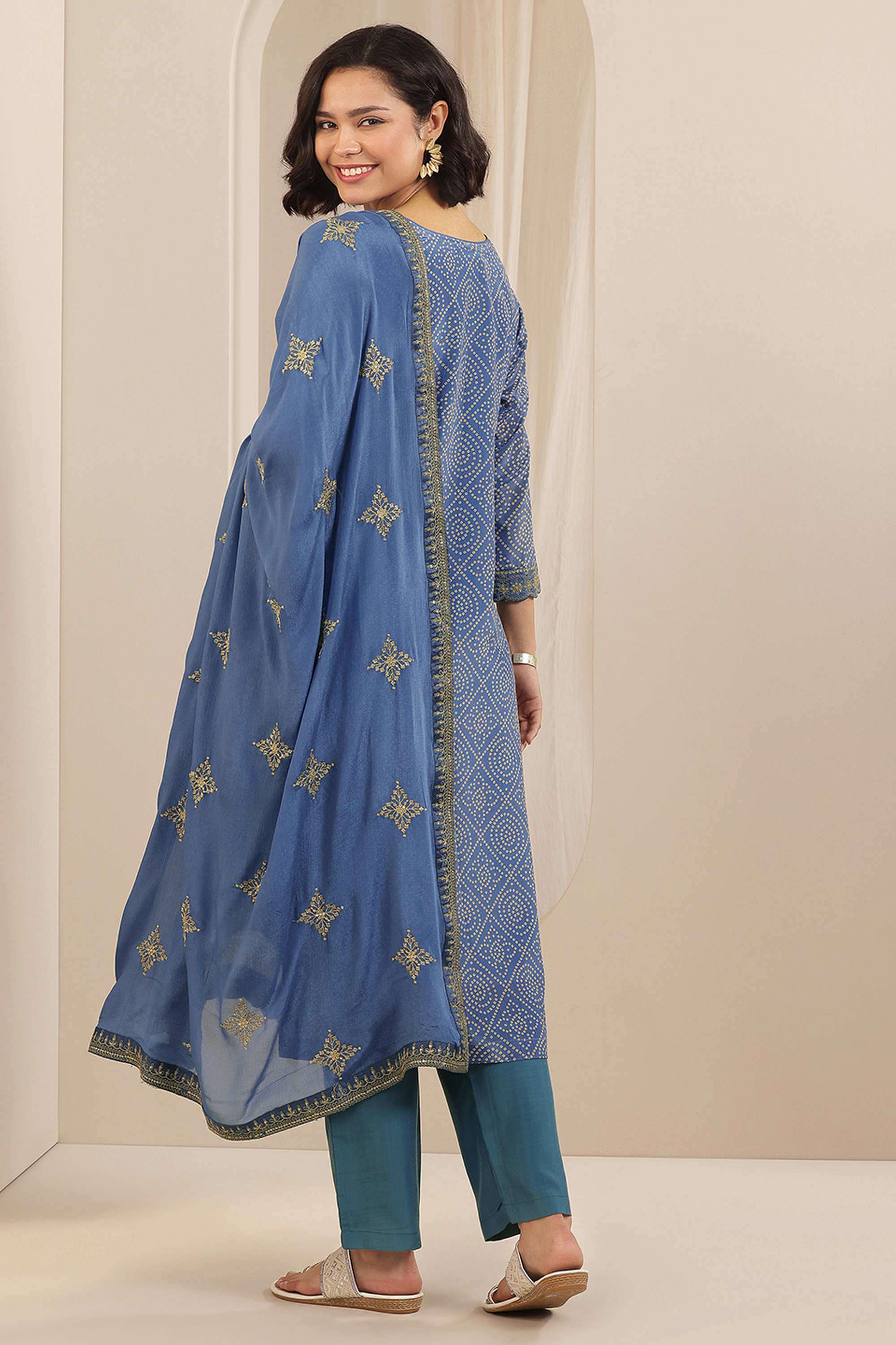 Embellished-Calf-Length-Chinon-Woven-Women-s-Kurta-Set