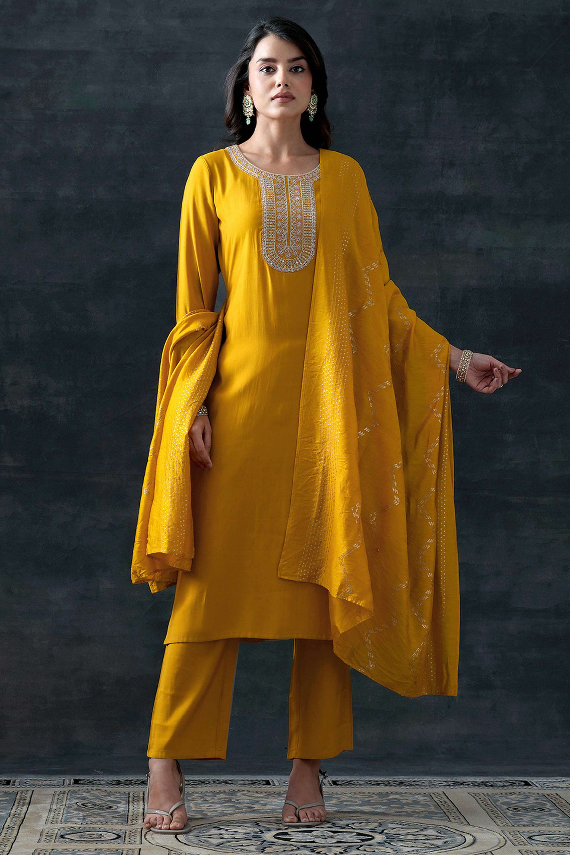 Traditional-Blended-Fabric-Straight-Fit-Women-s-Kurta-Set
