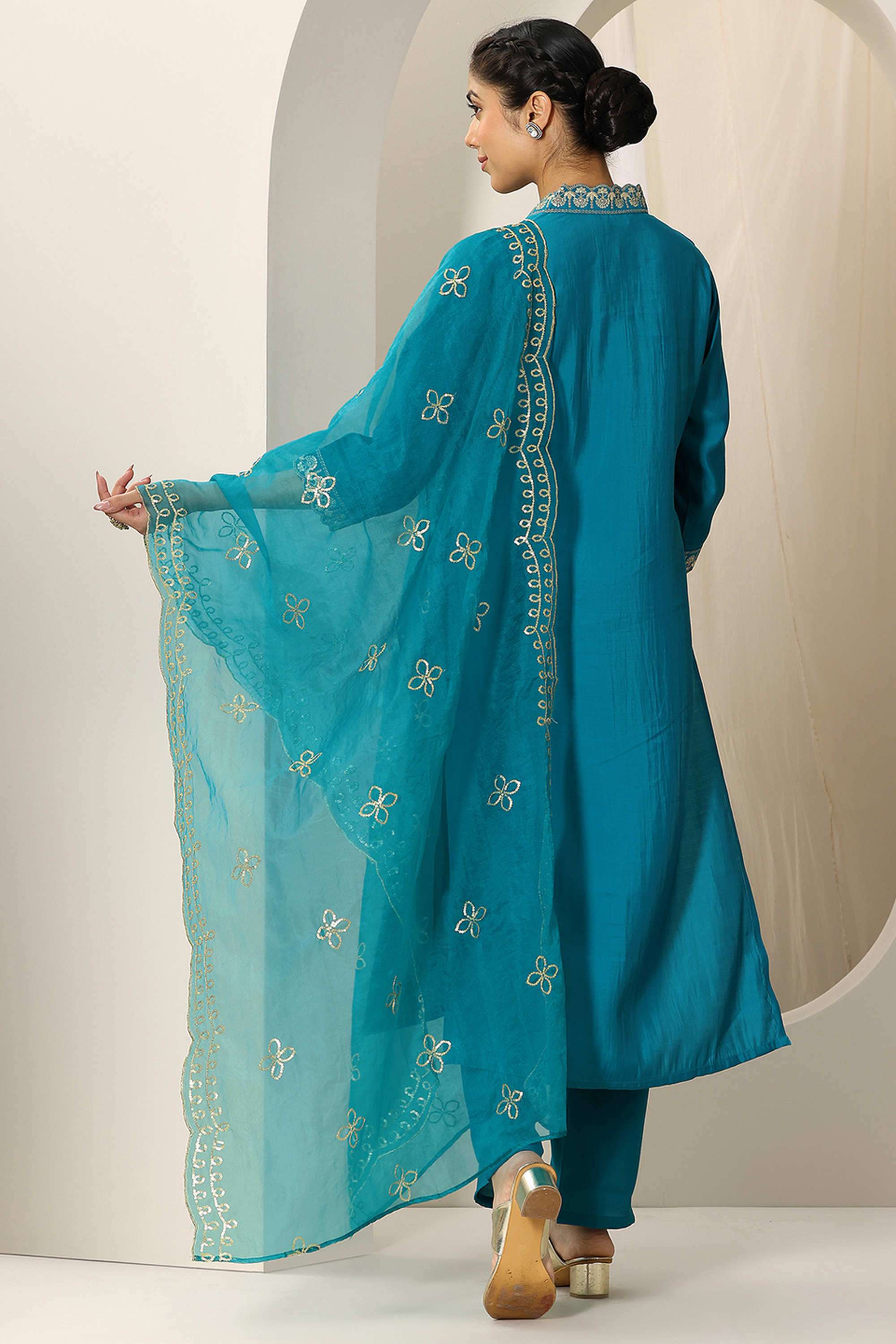 Embellished-Calf-Length-Silk-Blend-Woven-Women-s-Kurta-Set