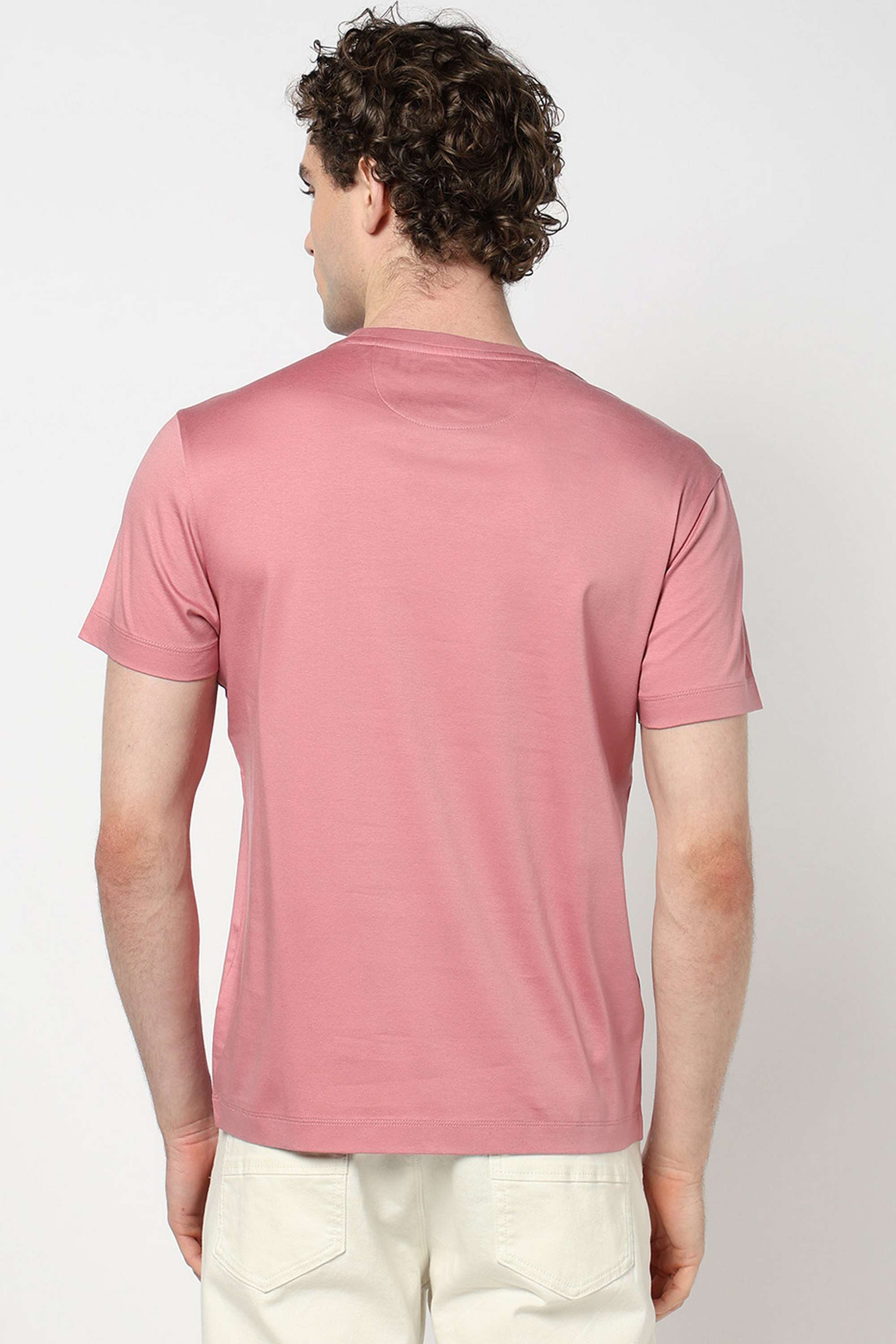 Solid-Blended-Fabric-Round-Neck-Men-s-T-Shirt