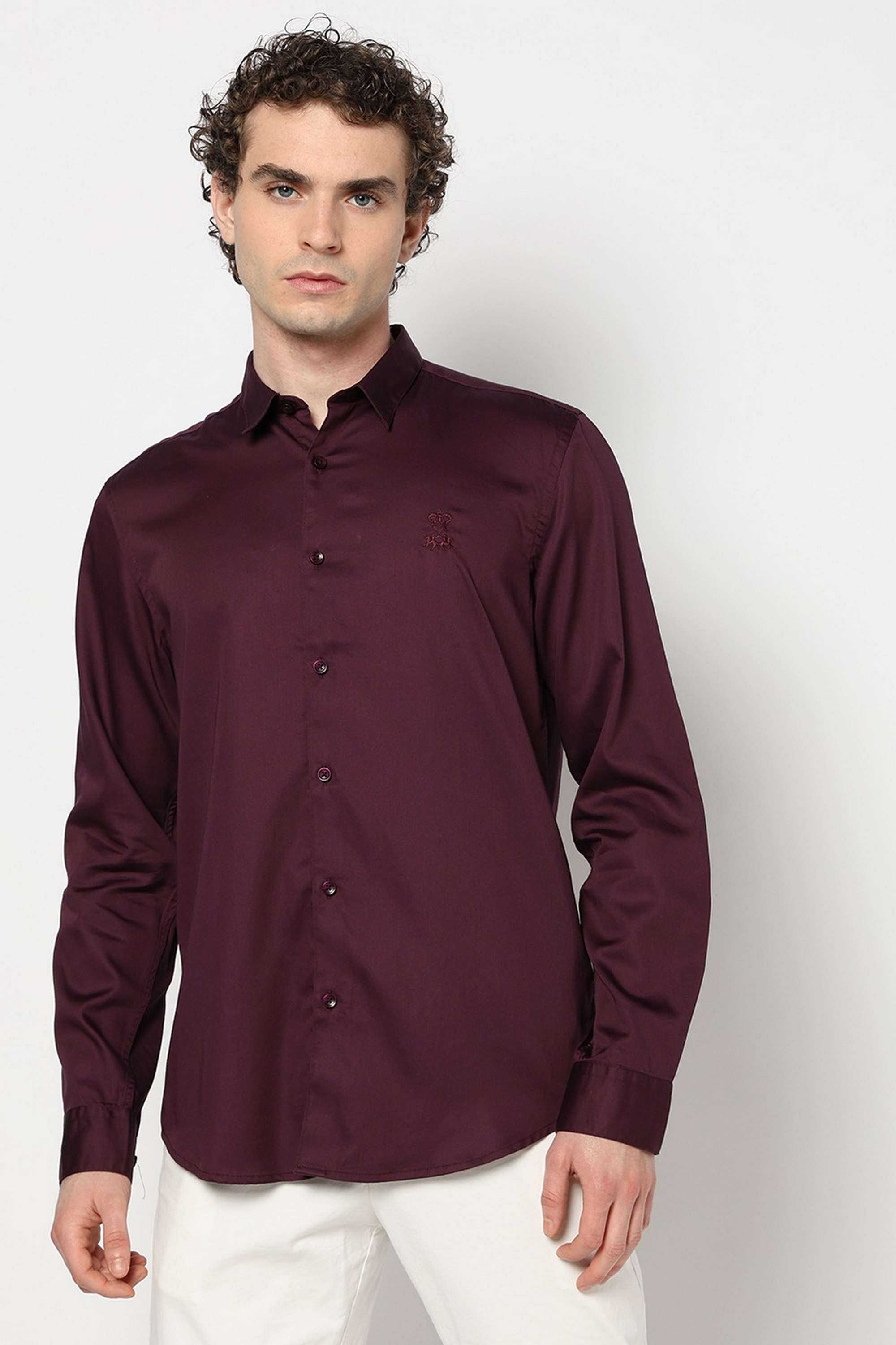 Solid-Blended-Fabric-Slim-Fit-Men-s-Shirt
