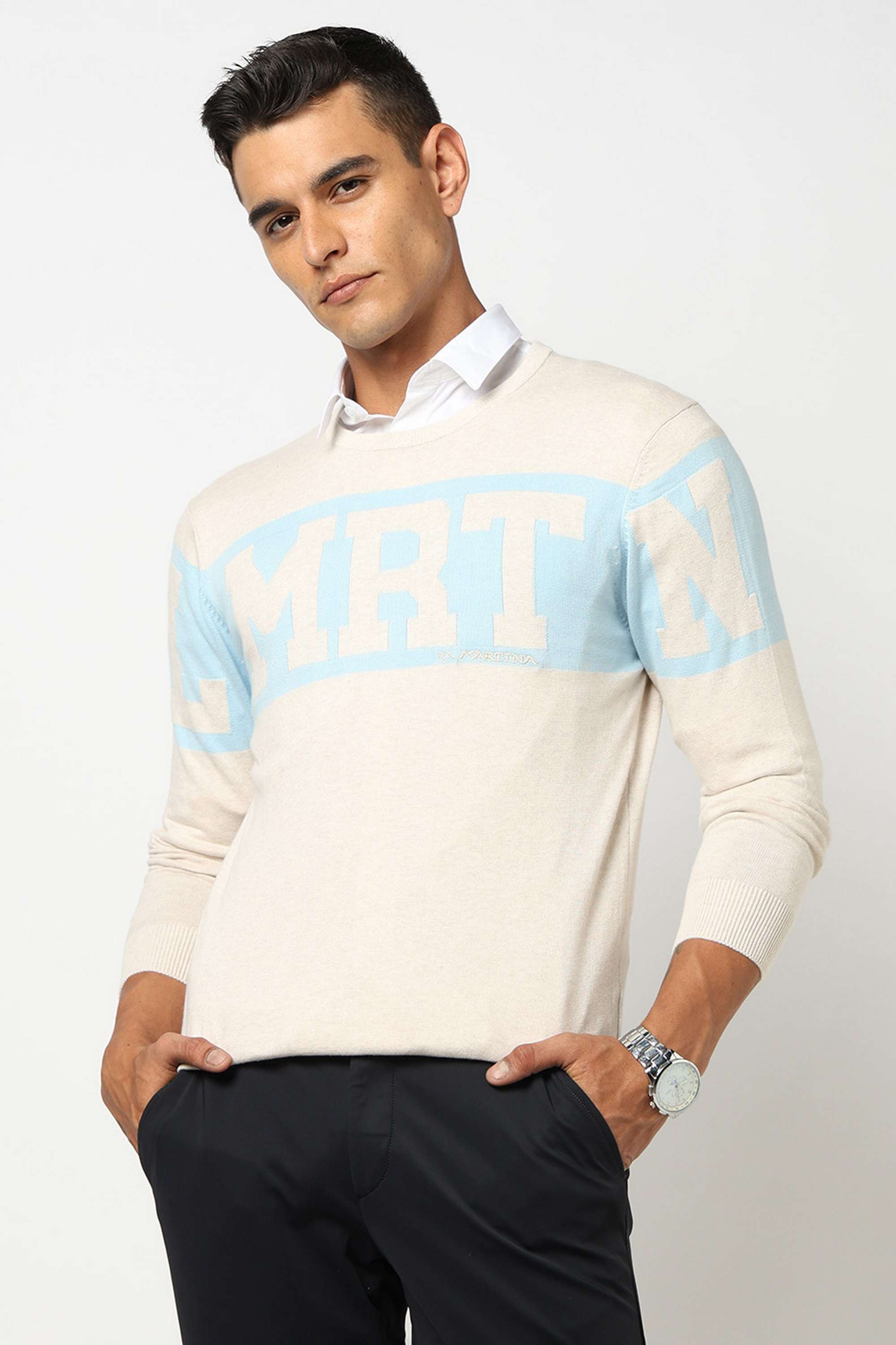 Solid-Blended-Fabric-Round-Neck-Men-s-Sweater