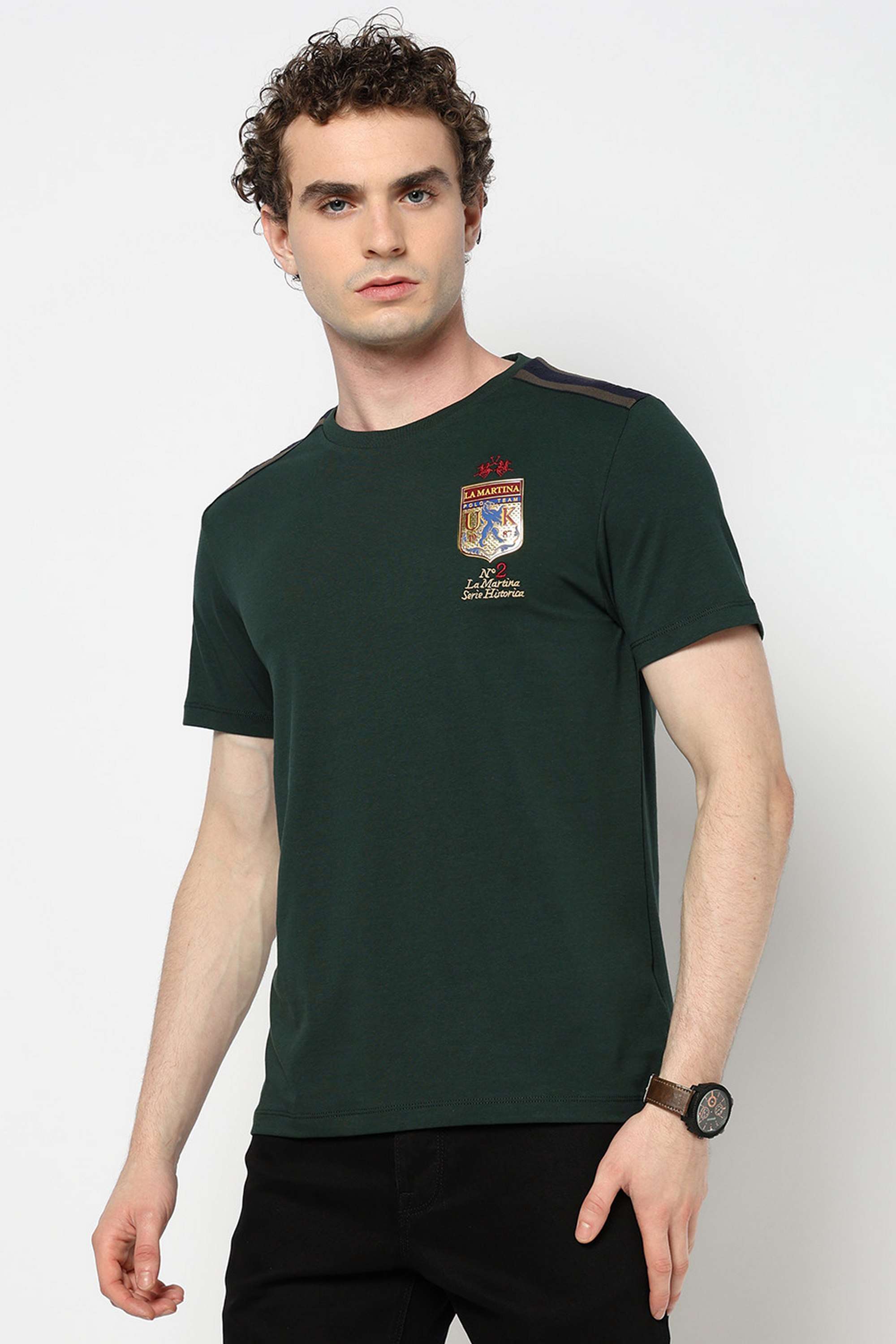 Solid-Blended-Fabric-Round-Neck-Men-s-T-Shirt