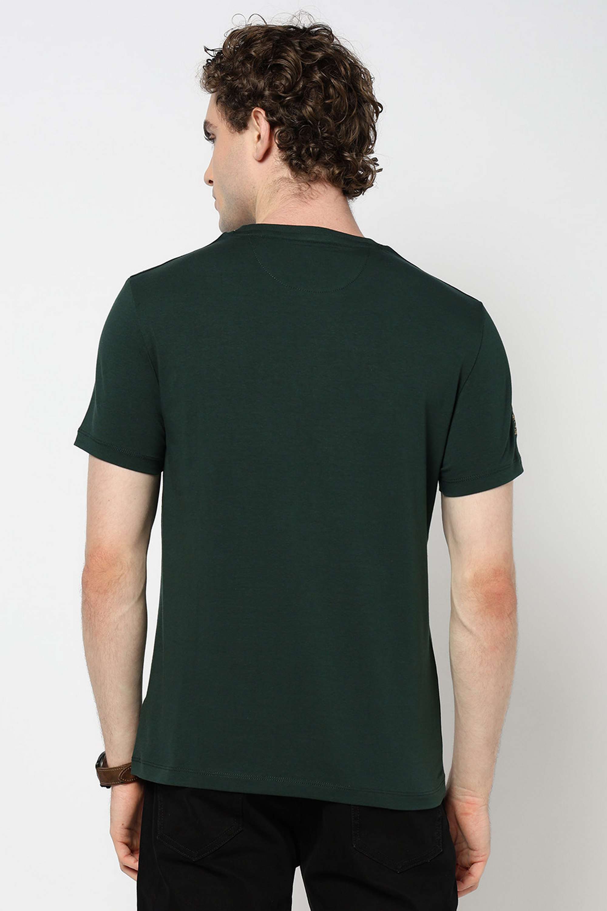 Solid-Blended-Fabric-Round-Neck-Men-s-T-Shirt