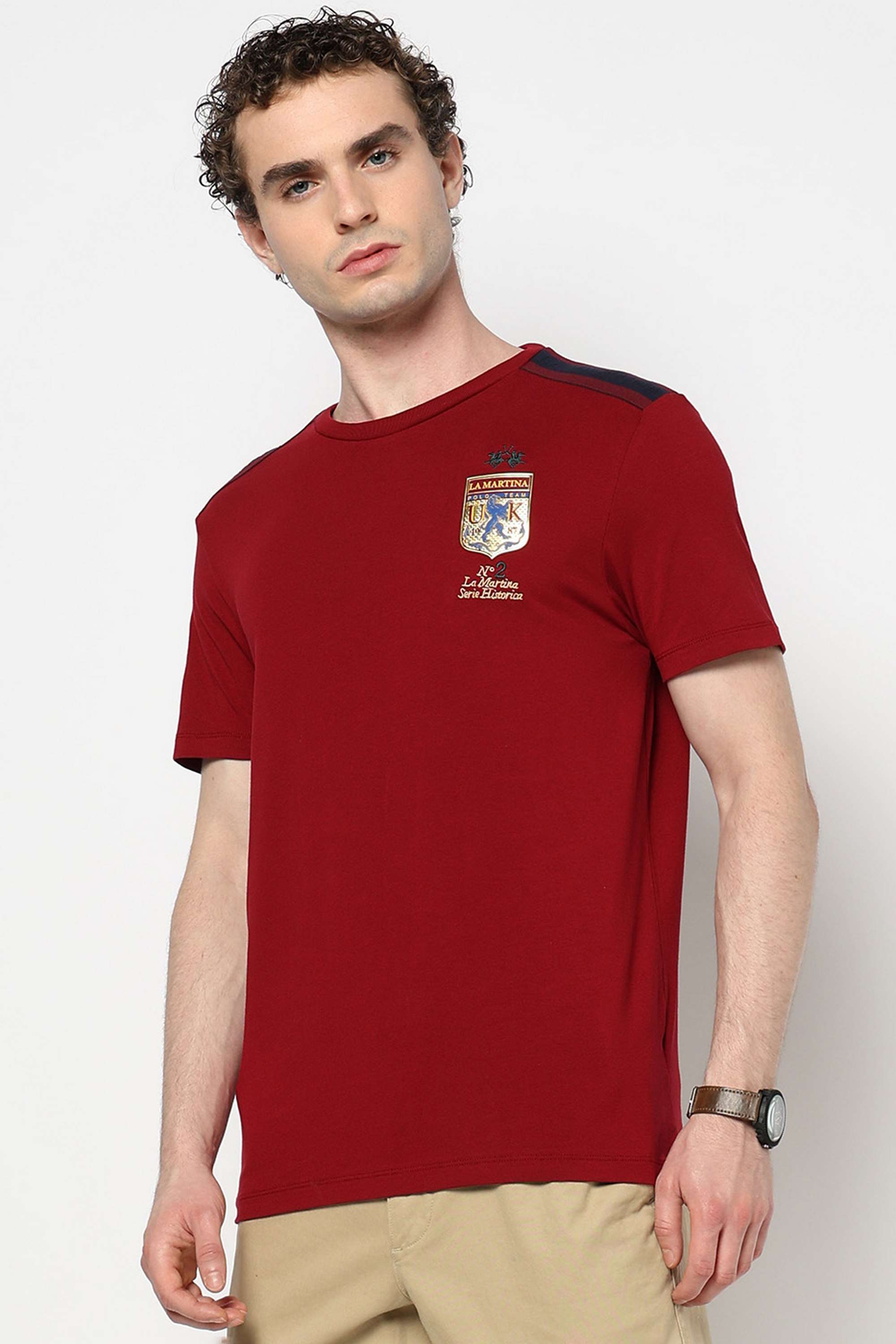 Solid-Blended-Fabric-Round-Neck-Men-s-T-Shirt