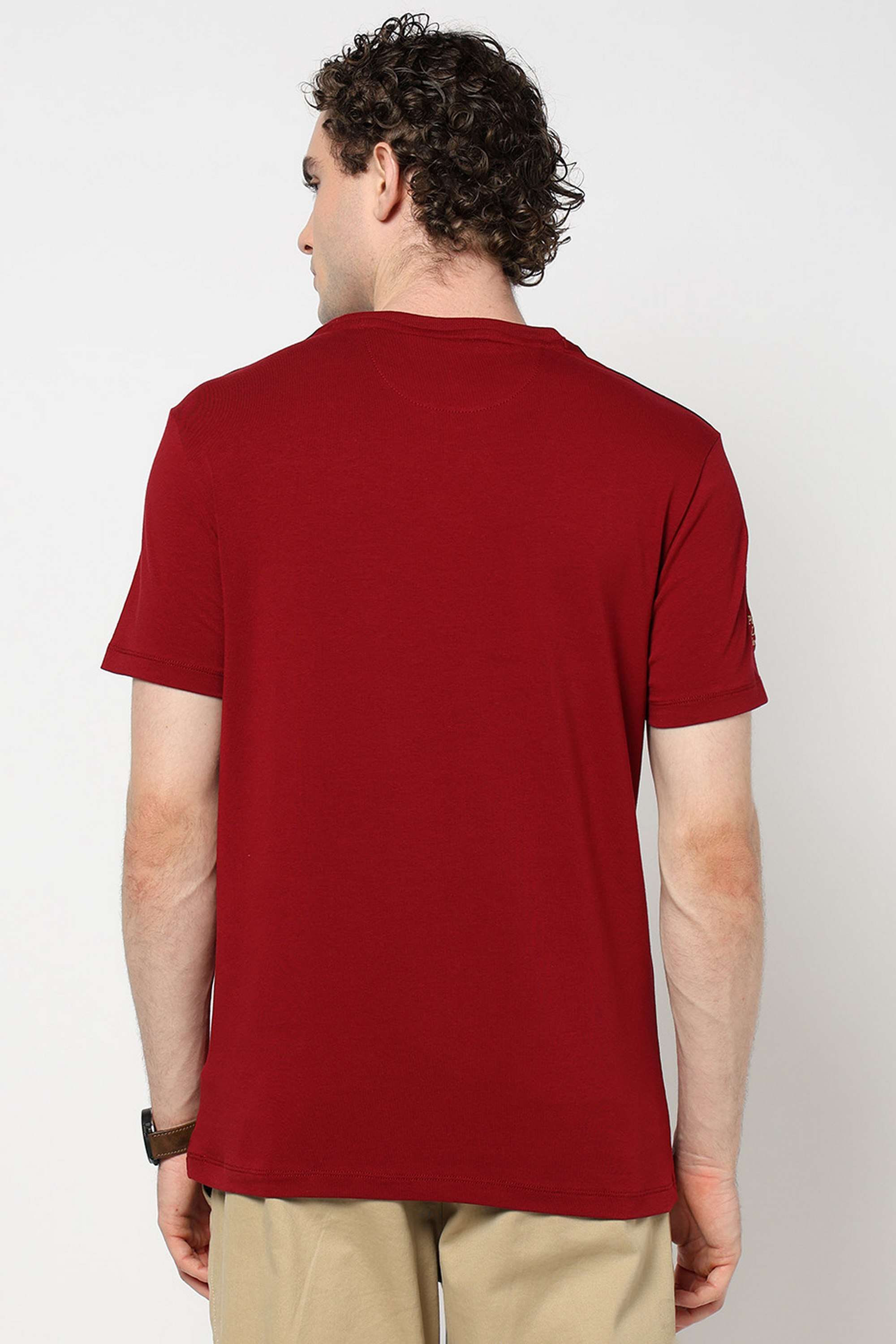 Solid-Blended-Fabric-Round-Neck-Men-s-T-Shirt