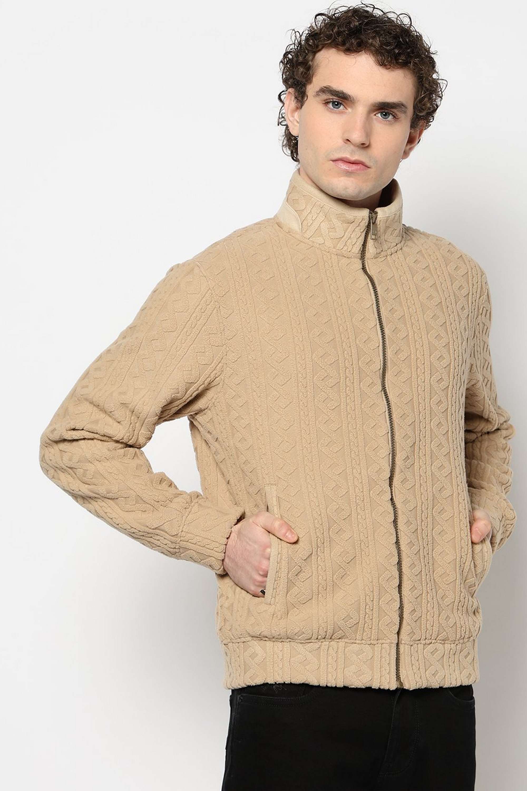 Solid-Blended-Fabric-Regular-Fit-Men-s-Jacket