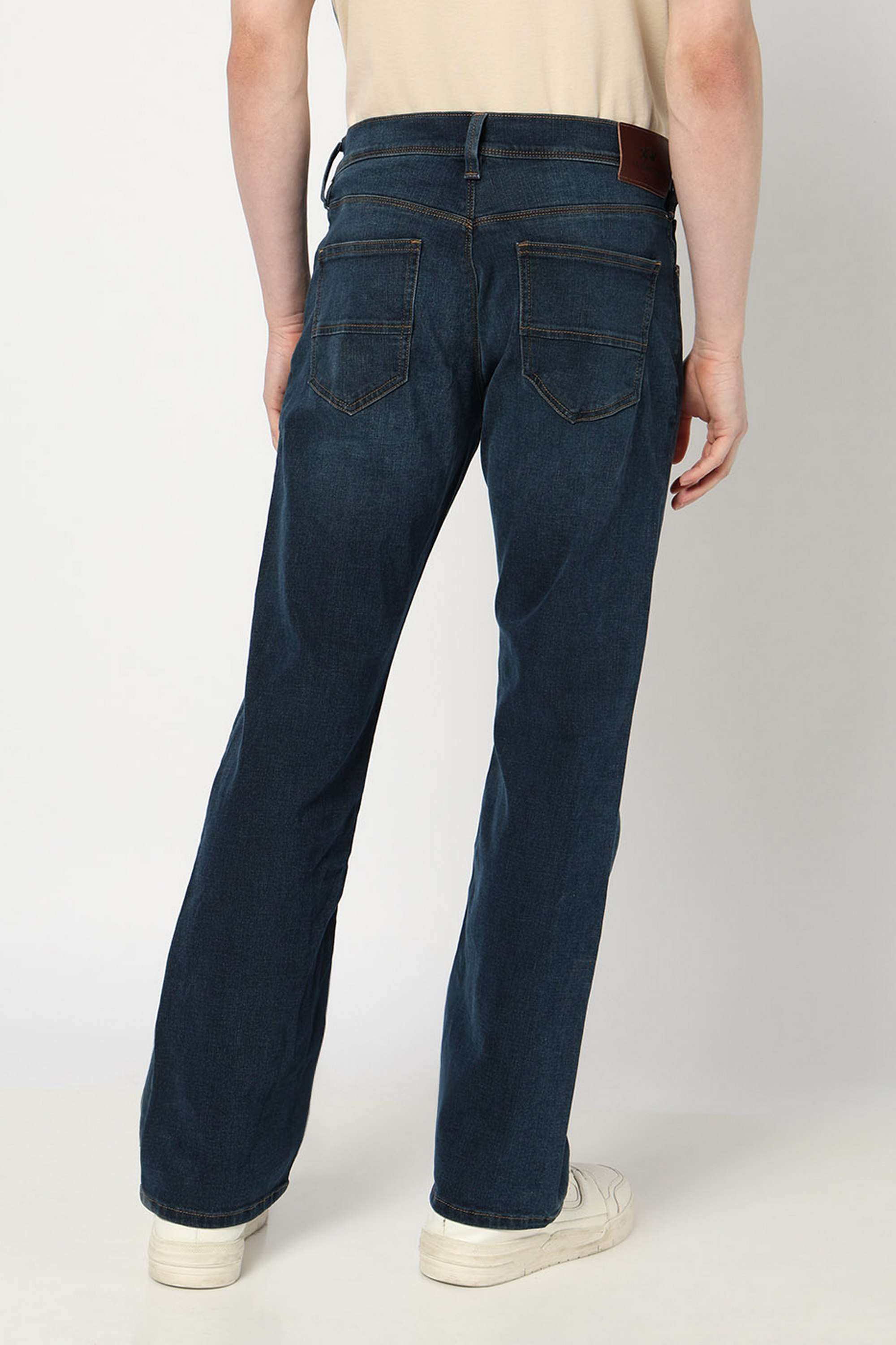 Solid-Blended-Fabric-Bootcut-Fit-Men-s-Jeans