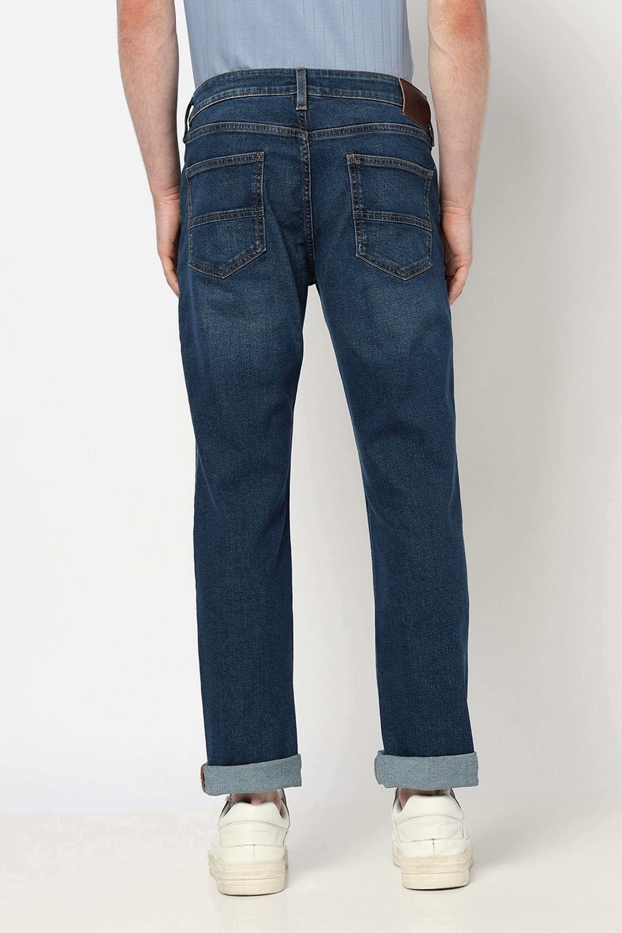 Solid-Blended-Fabric-Slim-Fit-Men-s-Jeans