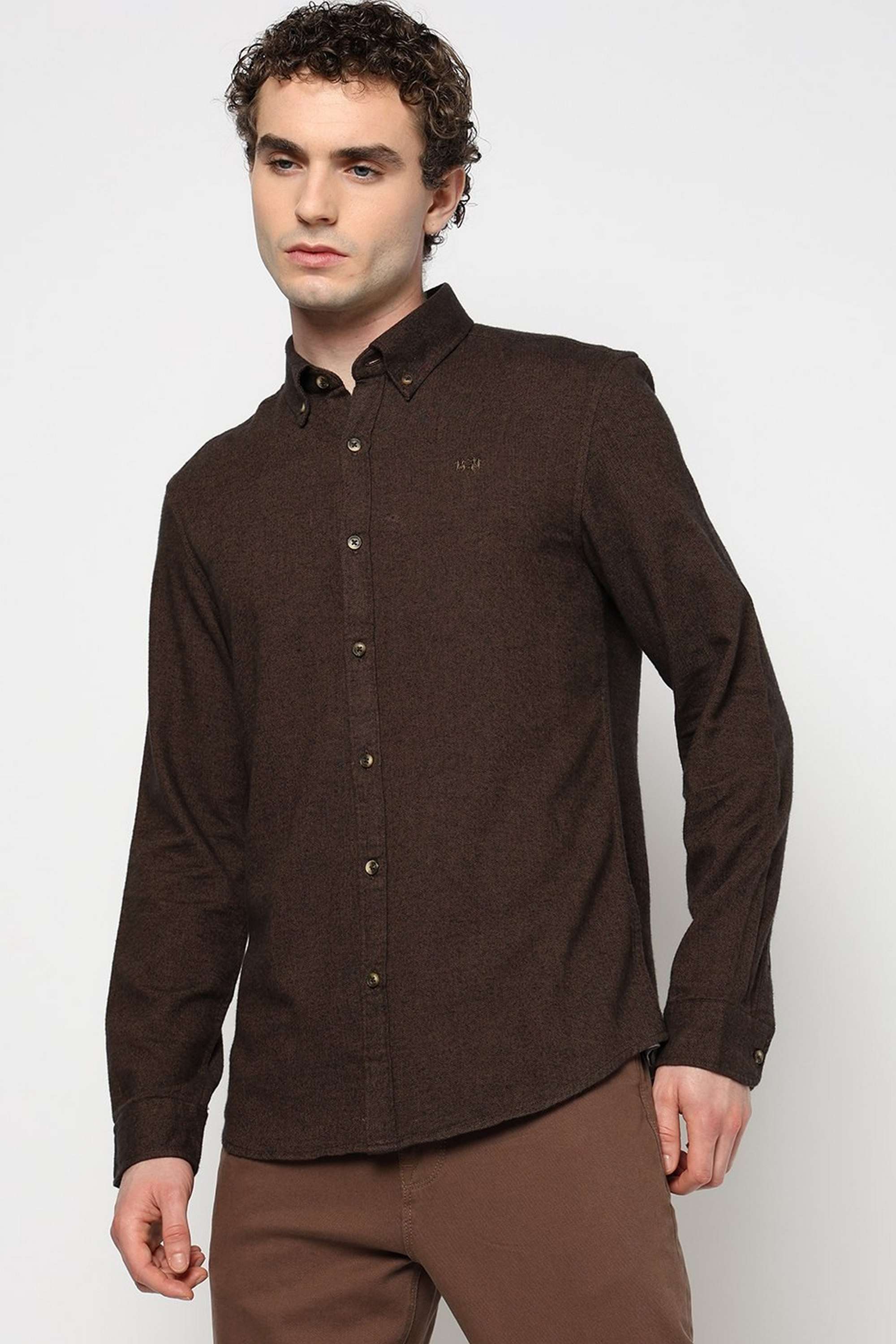 Solid-Blended-Fabric-Slim-Fit-Men-s-Shirt
