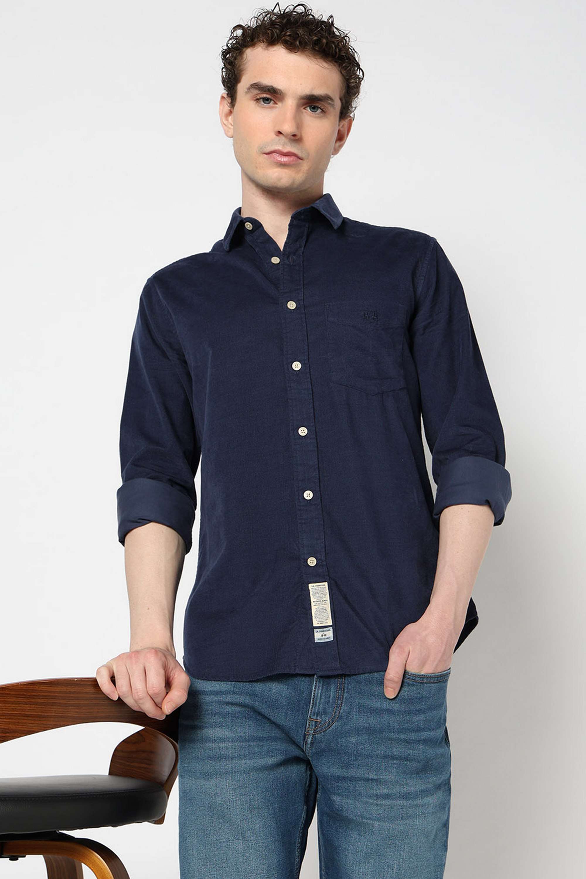 Solid-Blended-Fabric-Regular-Fit-Men-s-Shirt