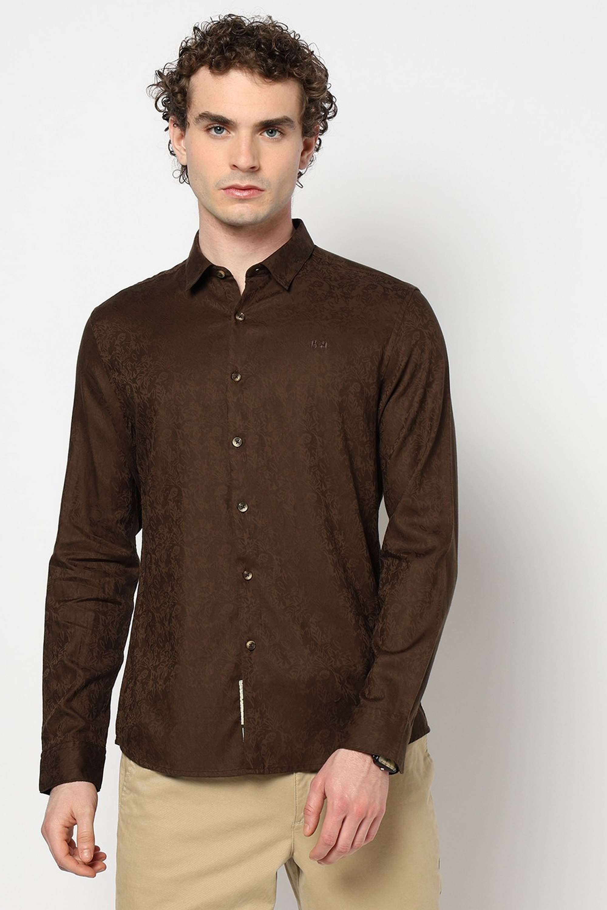 Solid-Blended-Fabric-Slim-Fit-Men-s-Shirt