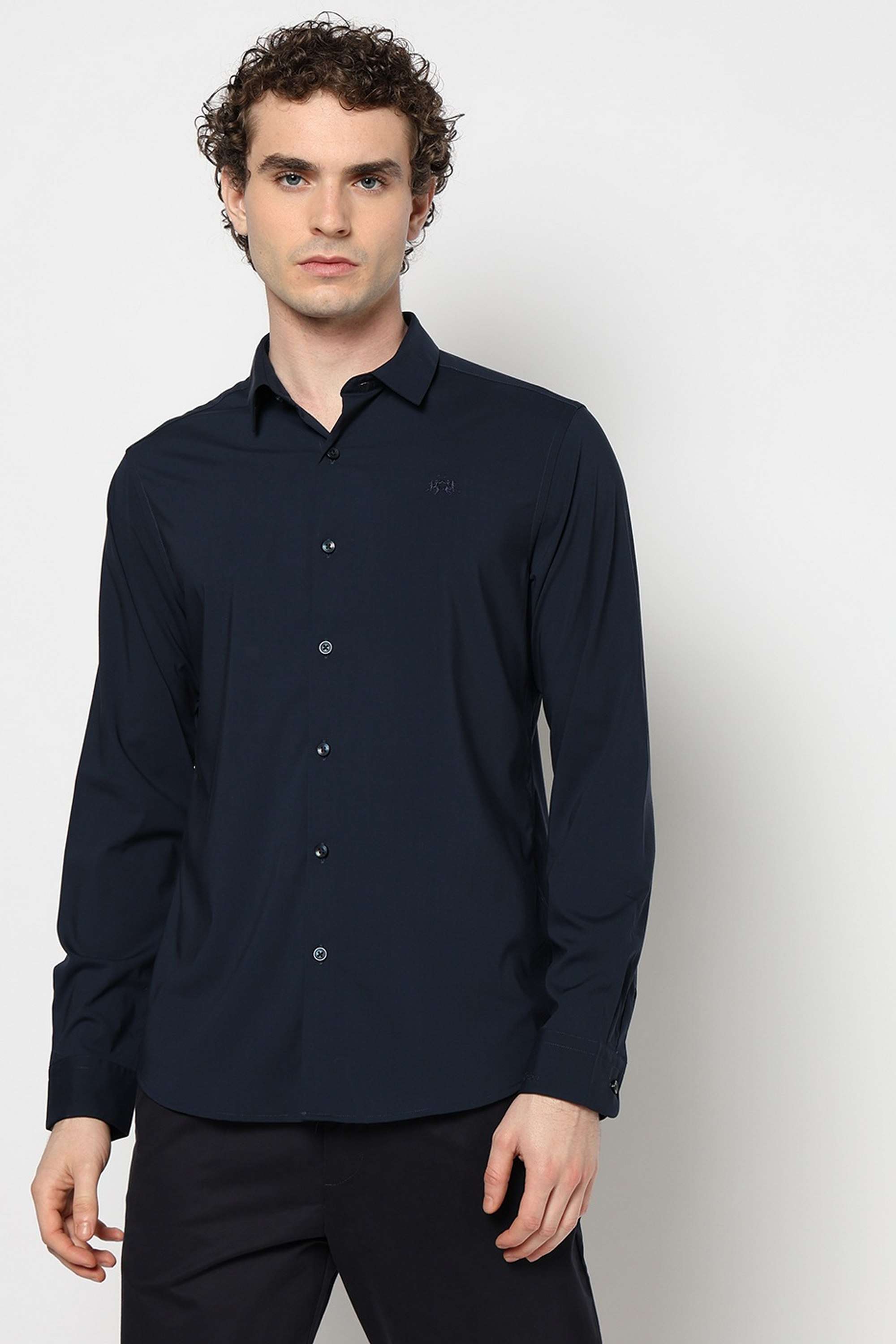 Solid-Blended-Fabric-Slim-Fit-Men-s-Shirt