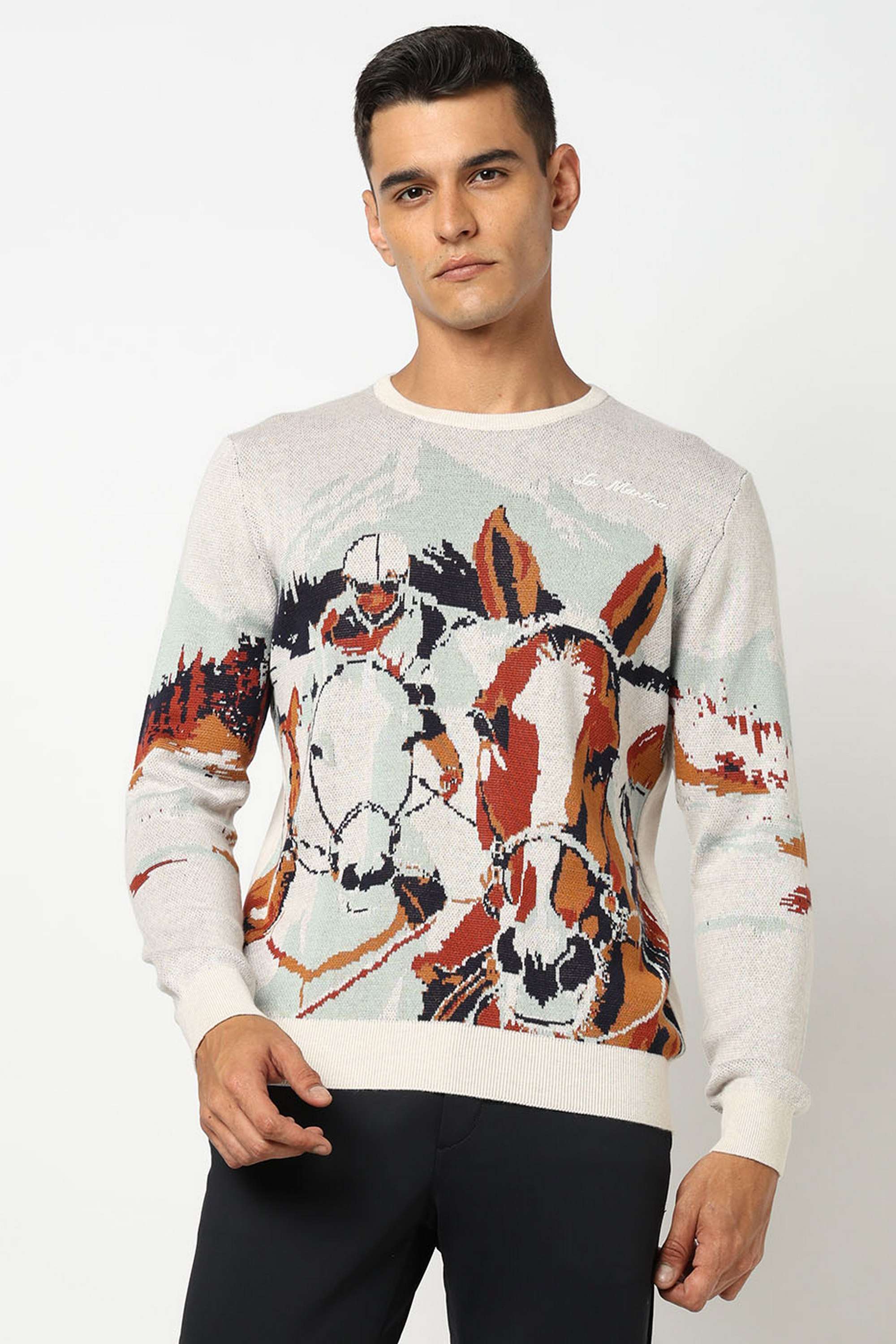 Solid-Blended-Fabric-Round-Neck-Men-s-Sweater