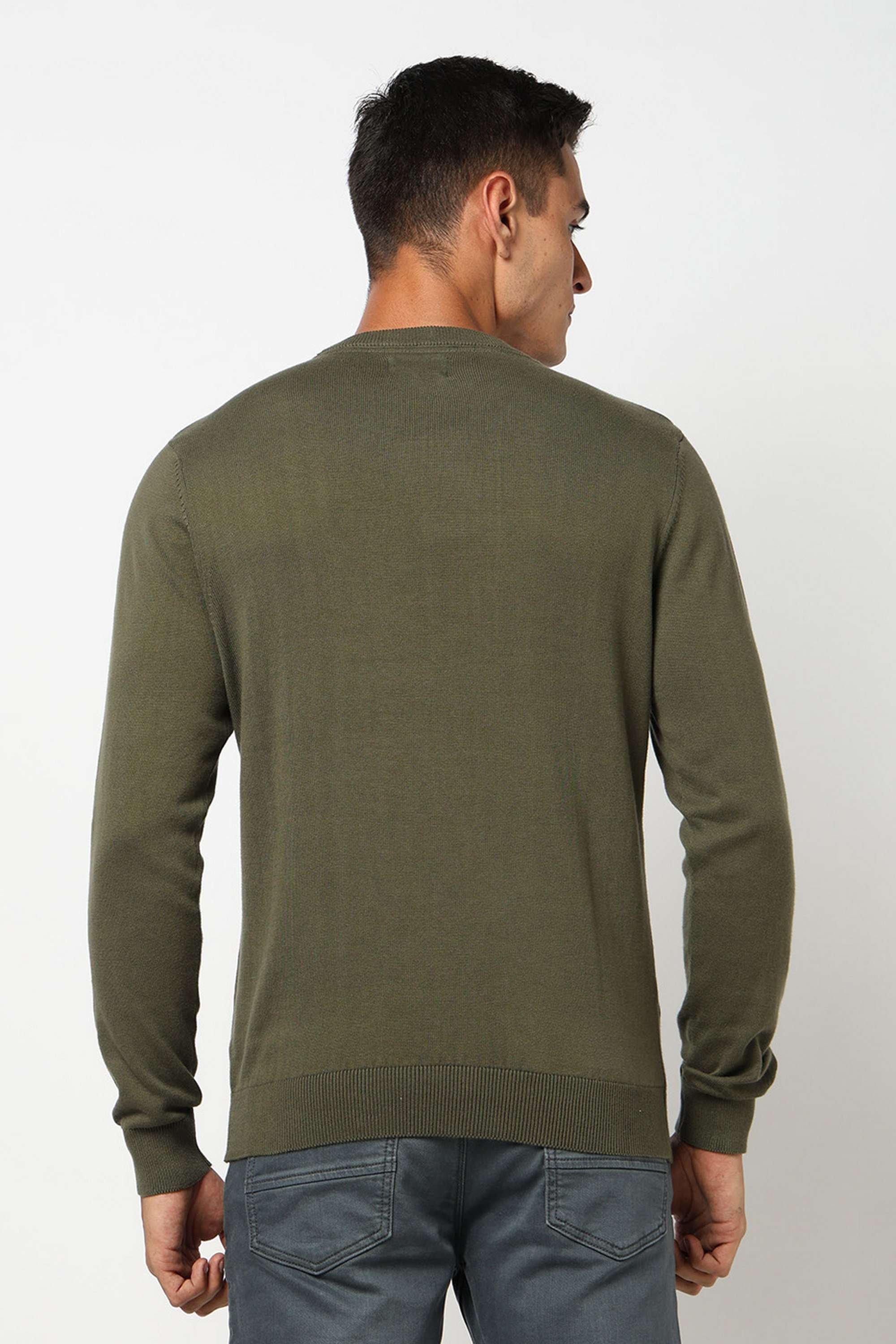 Solid-Blended-Fabric-Round-Neck-Men-s-Sweater