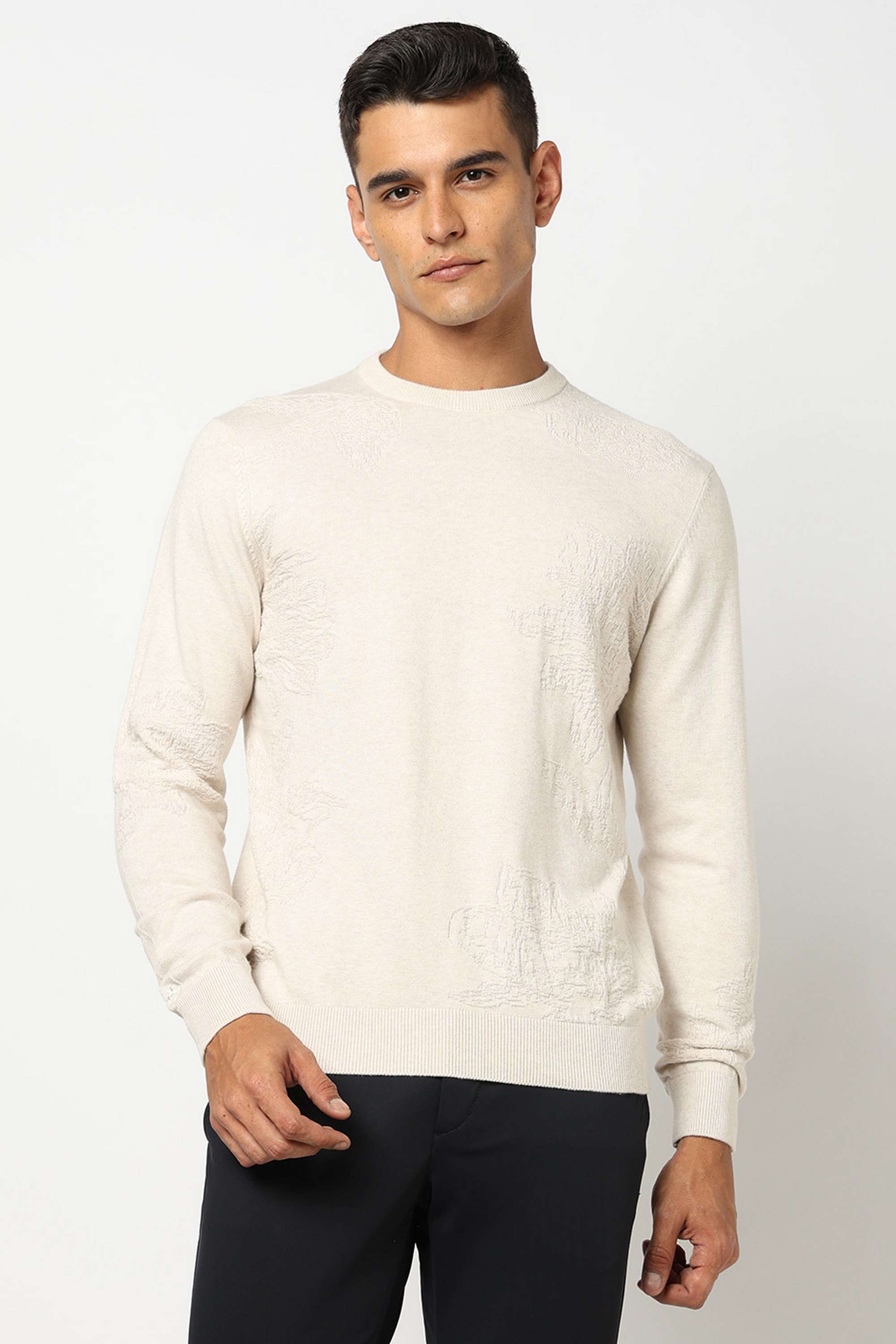 Solid-Blended-Fabric-Round-Neck-Men-s-Sweater