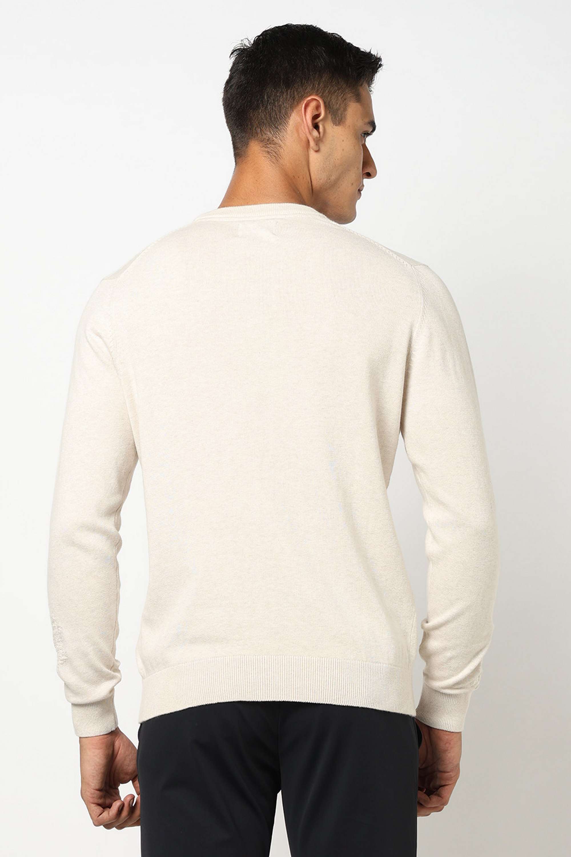 Solid-Blended-Fabric-Round-Neck-Men-s-Sweater