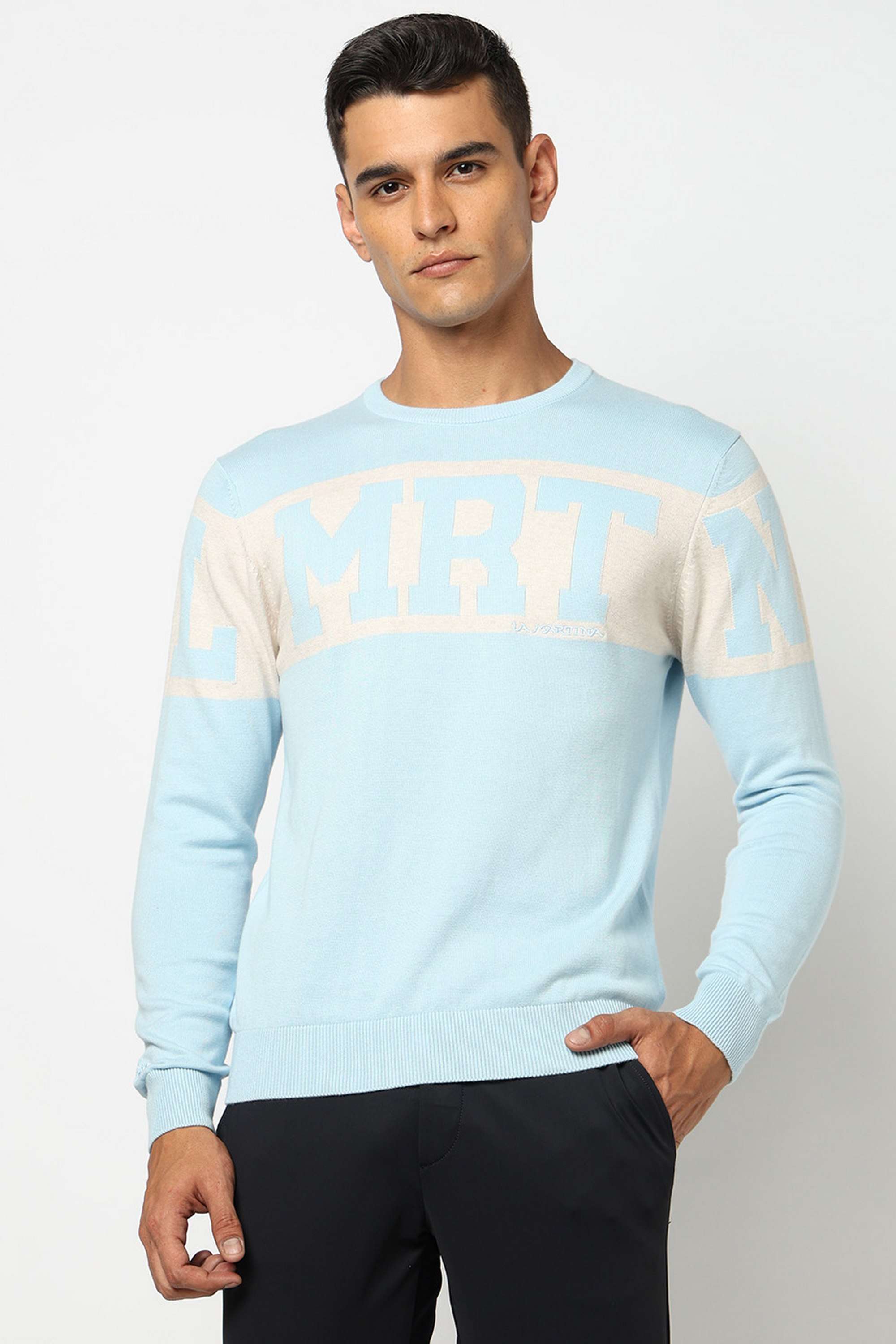 Solid-Blended-Fabric-Round-Neck-Men-s-Sweater