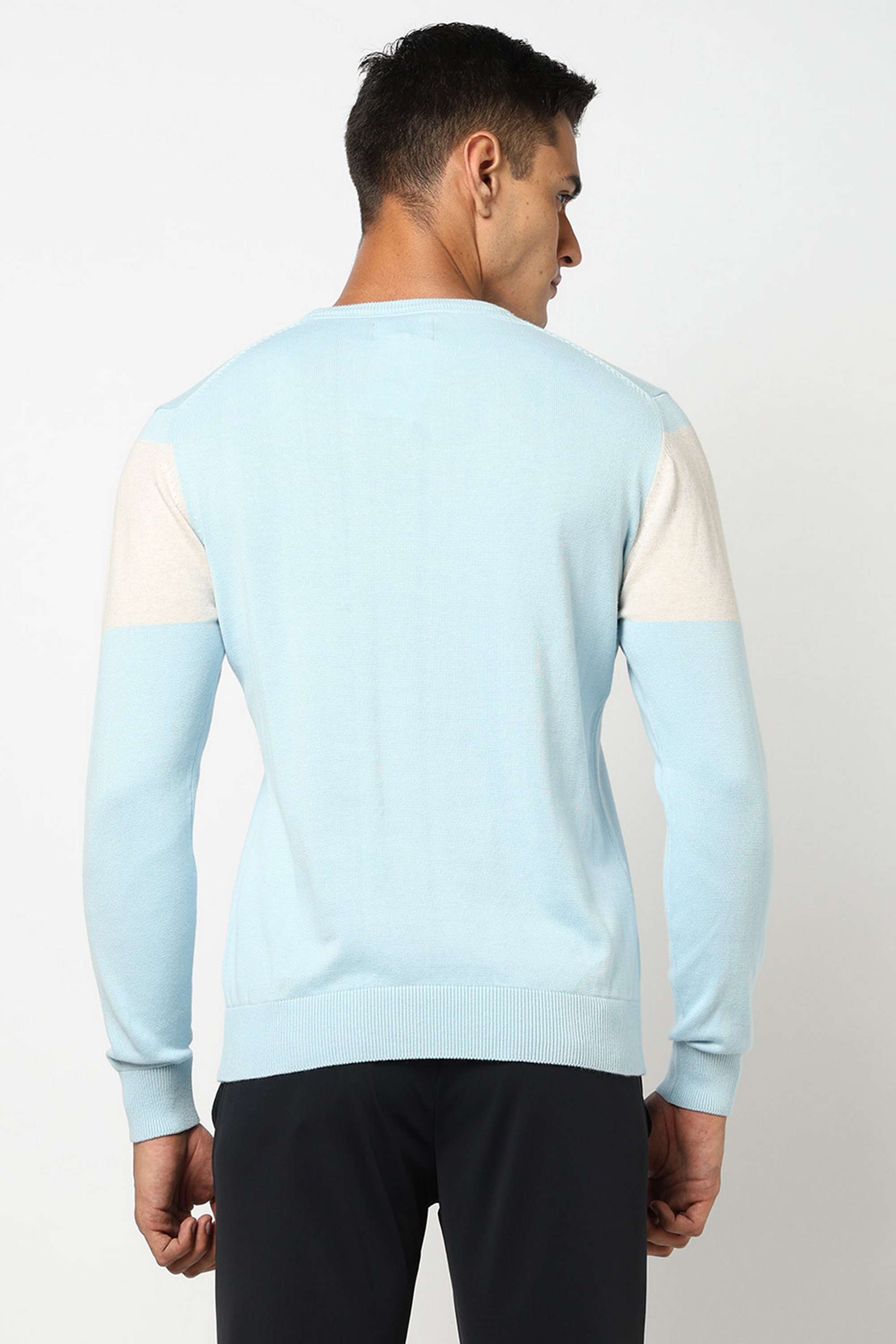 Solid-Blended-Fabric-Round-Neck-Men-s-Sweater