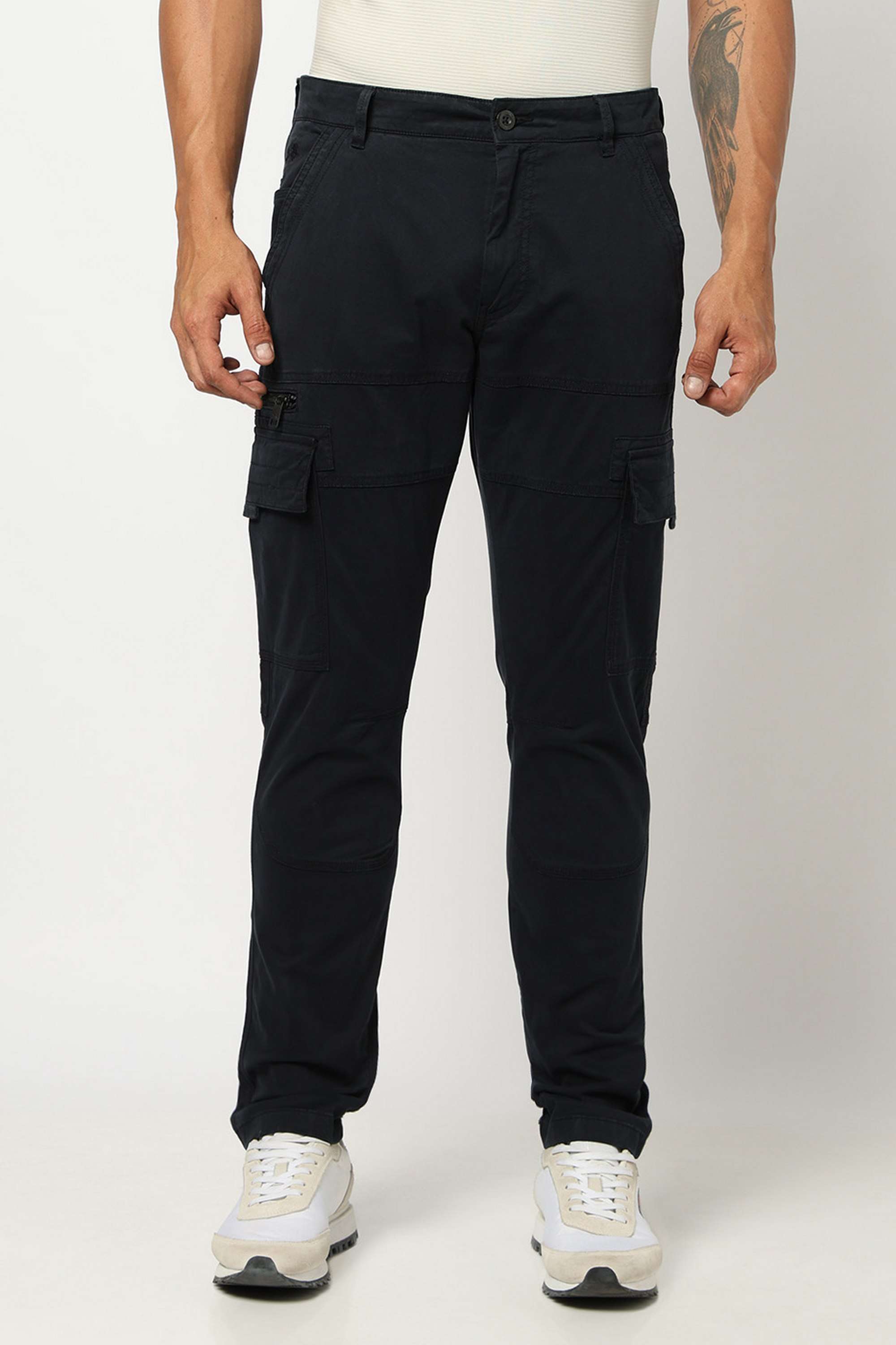 Solid-Cotton-Blend-Slim-Fit-Men-s-Trousers