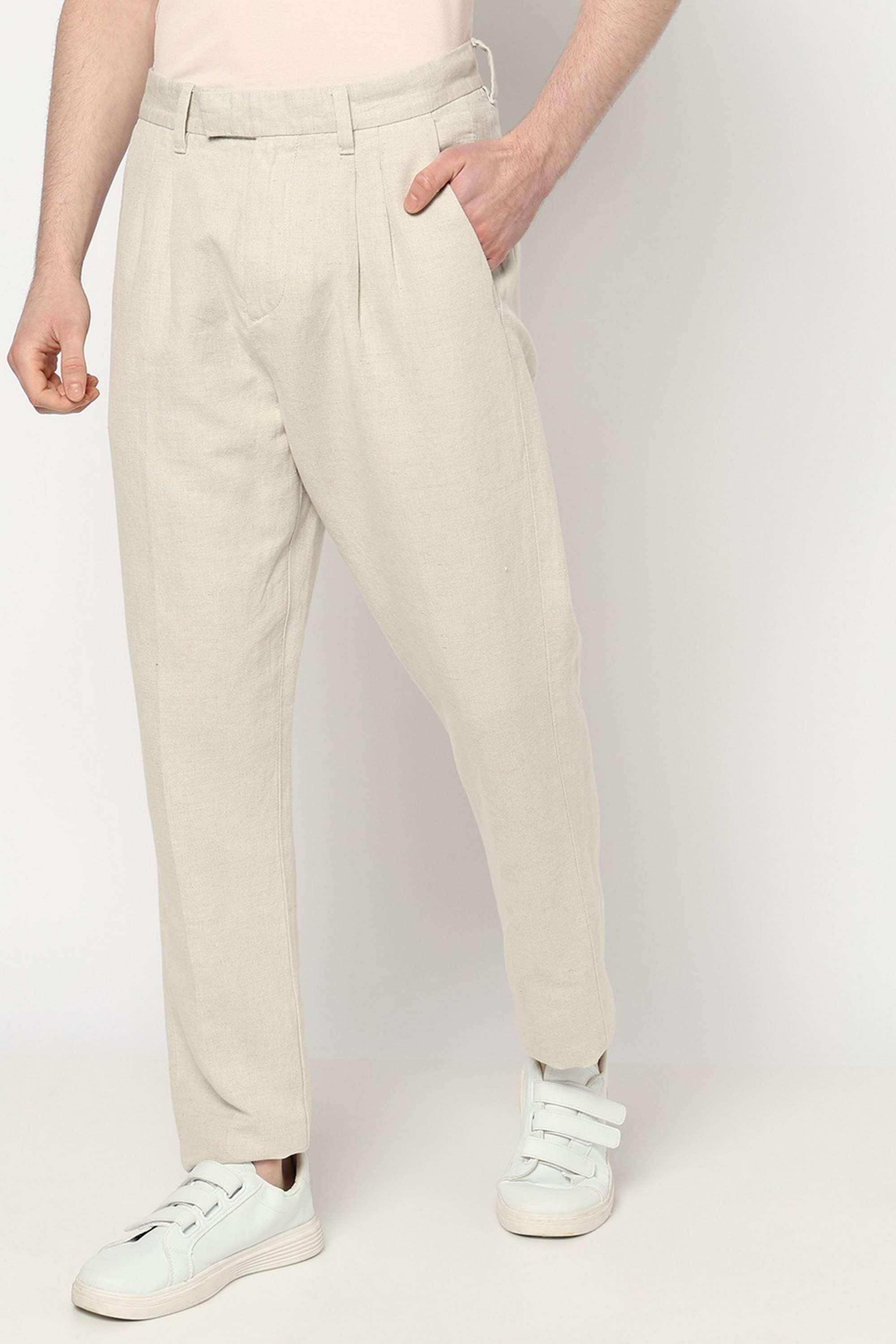 Solid-Cotton-Blend-Regular-Fit-Men-s-Trousers
