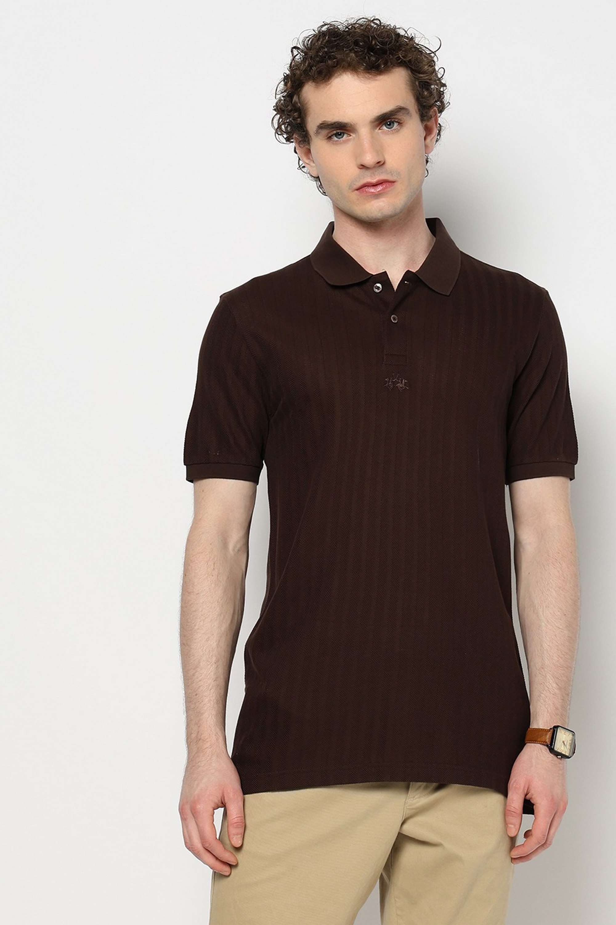 Solid-Blended-Fabric-Polo-Men-s-T-Shirt