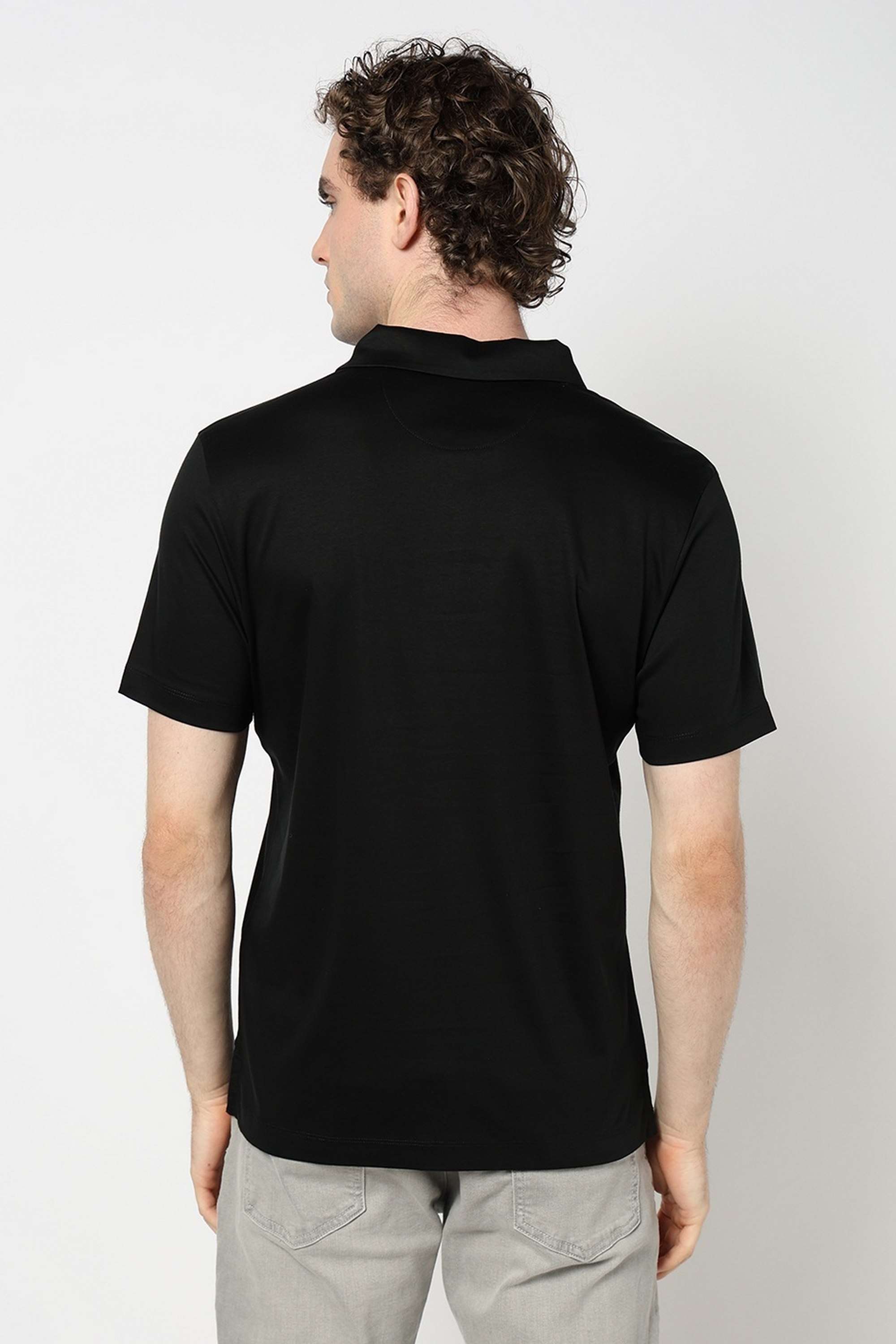 Solid-Blended-Fabric-Polo-Men-s-T-Shirt