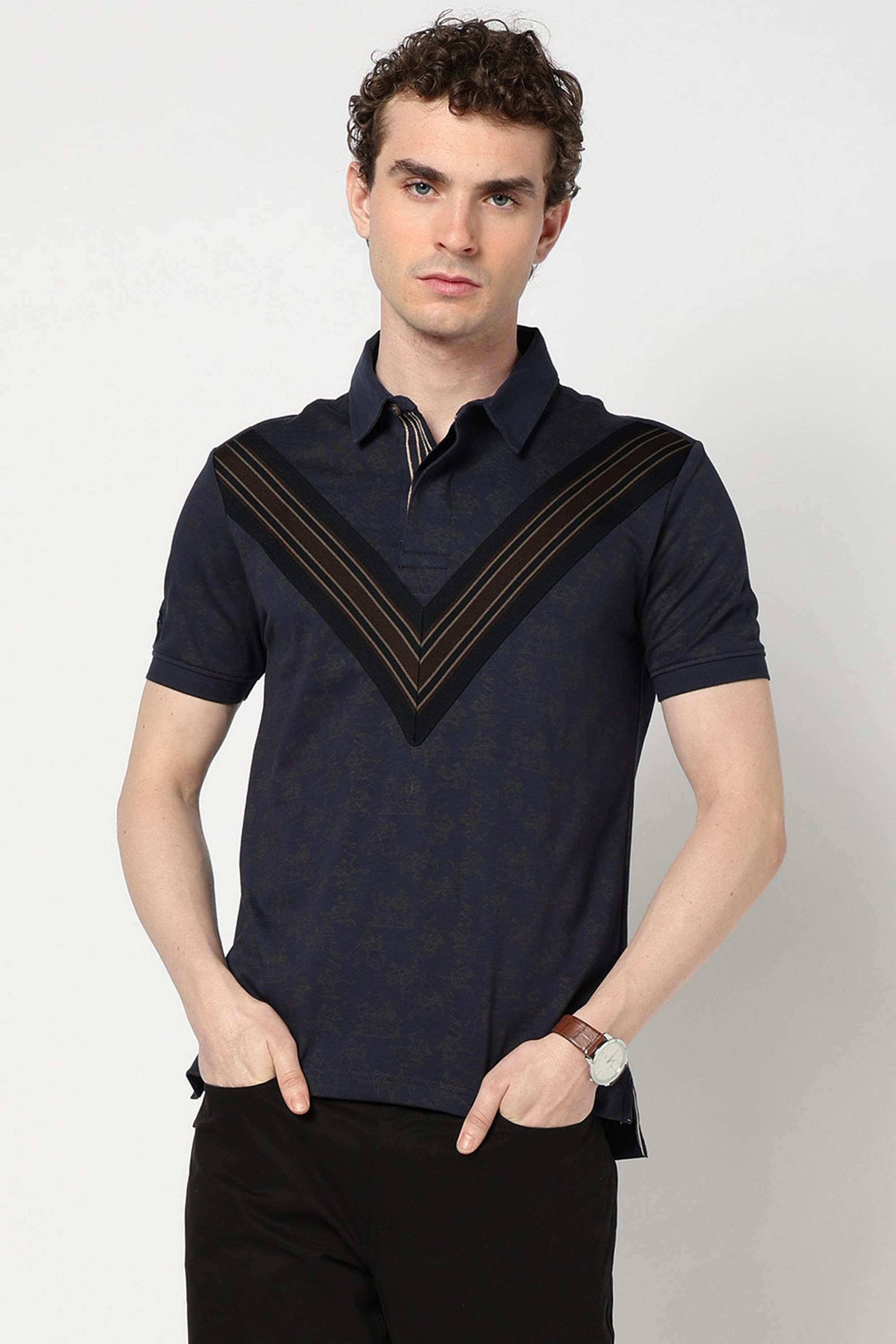 Solid-Blended-Fabric-Polo-Men-s-T-Shirt