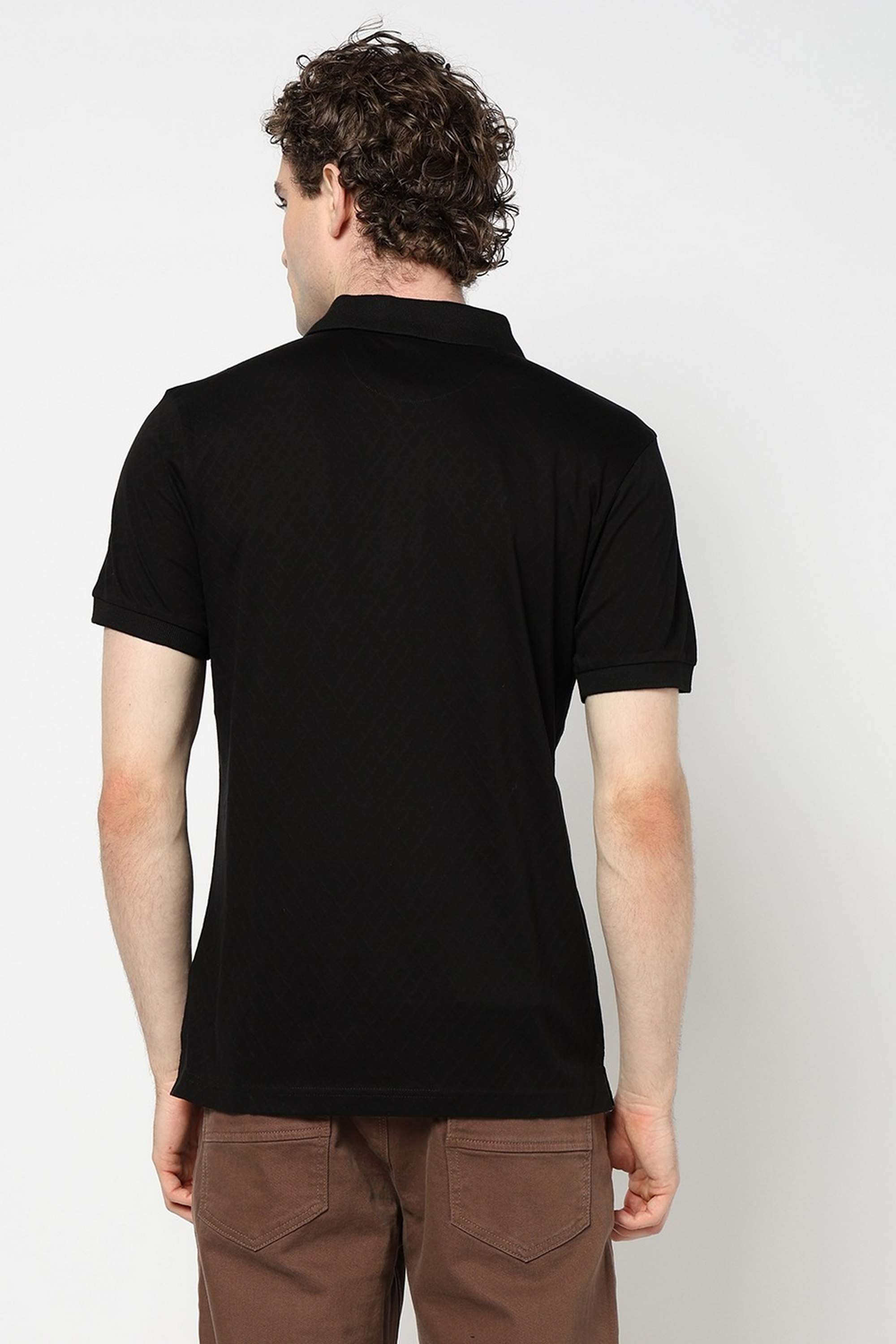 Solid-Blended-Fabric-Slim-Fit-Men-Polo-T-Shirt