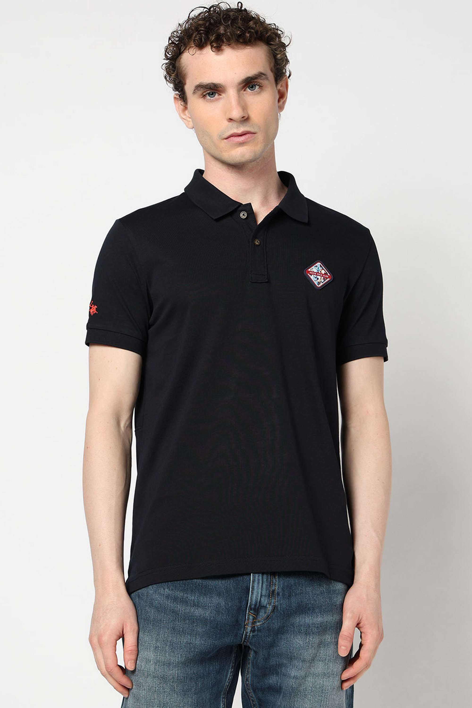 Solid-Blended-Fabric-Polo-Men-s-T-Shirt